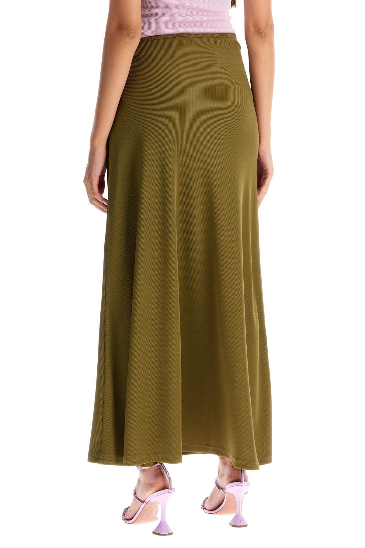 Shop Christopher Esber Long Skirt With Stones In Olive (green)