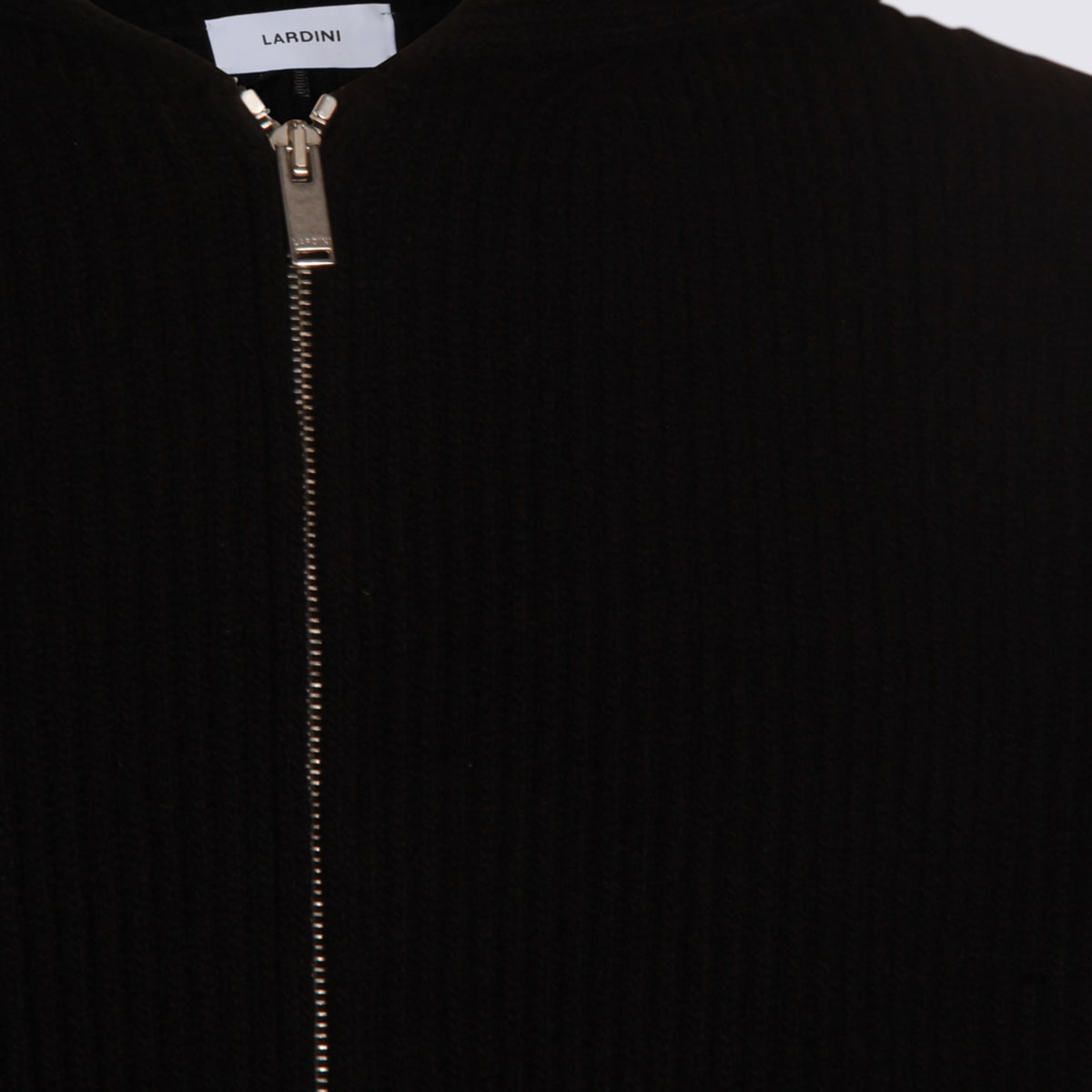 Lardini Crewneck Hooded Sweater Side Pockets In Black