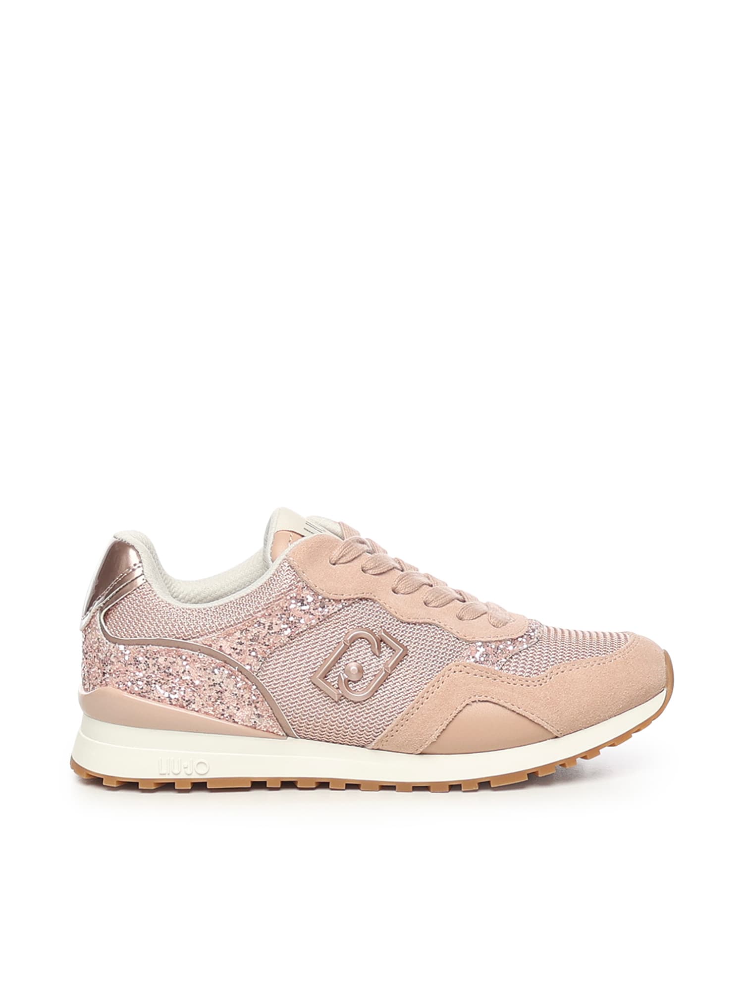 Liu •jo Glitter And Mesh Sneakers In Pink