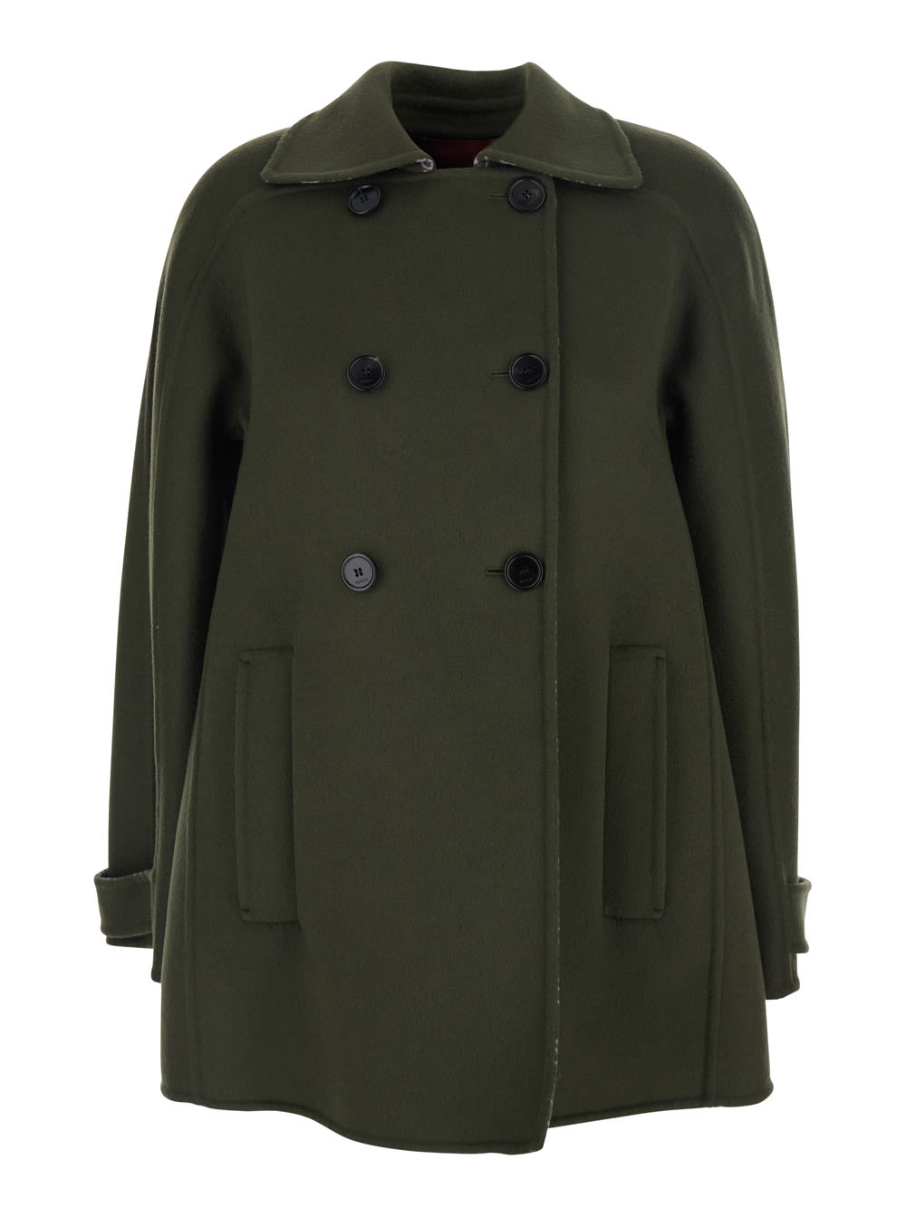 Gucci Women Caban Gg Double Coat In Green