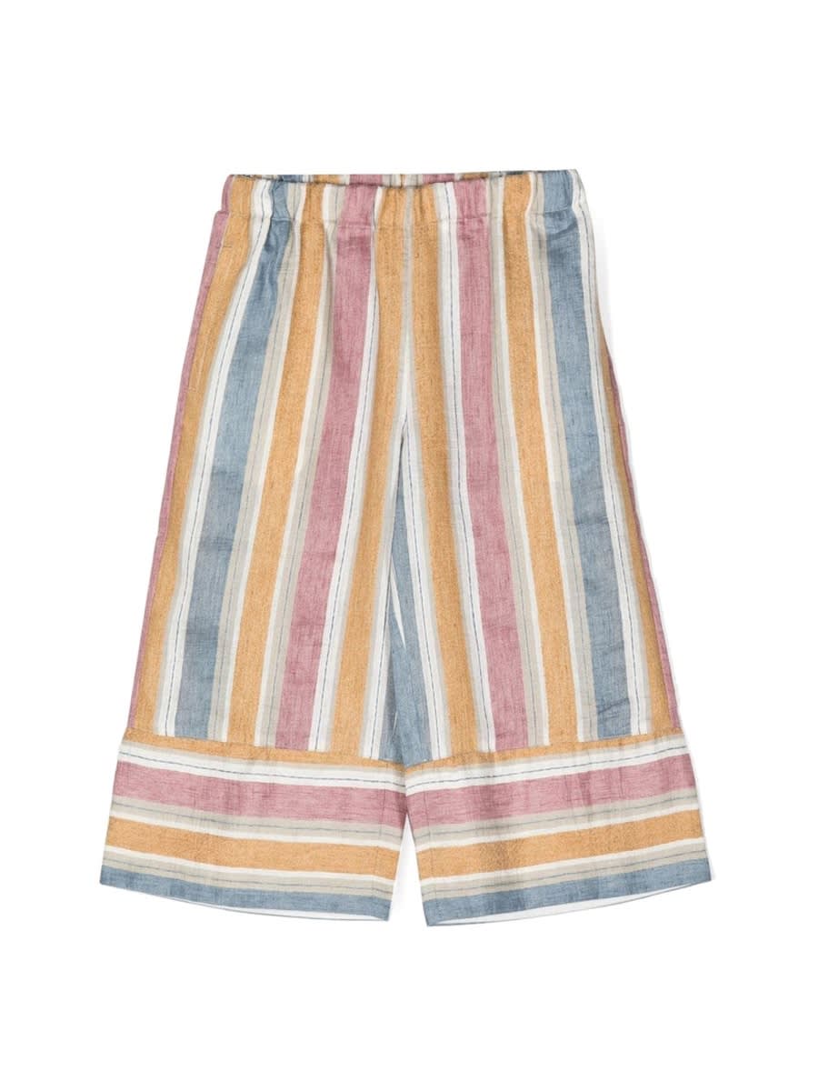 Il Gufo Striped Capri Pants In Multicolour