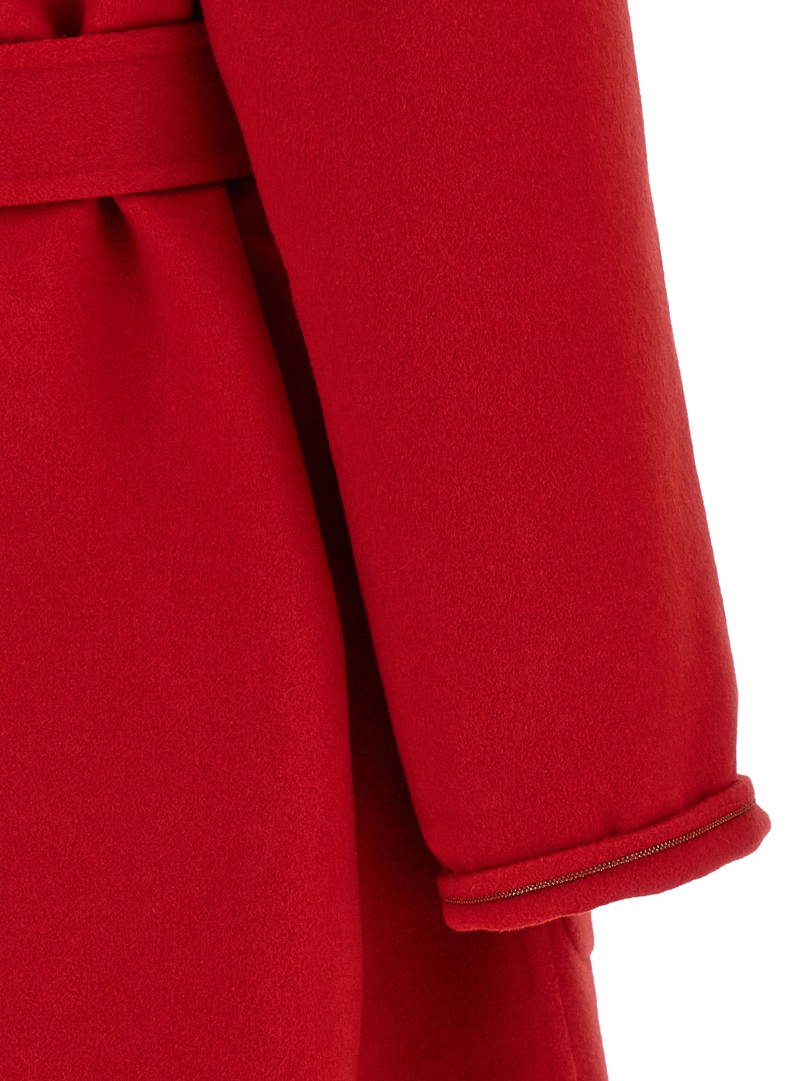 Fabiana Filippi Red Coat With Wide Notched Revers In Virgin Wool Woman In Red