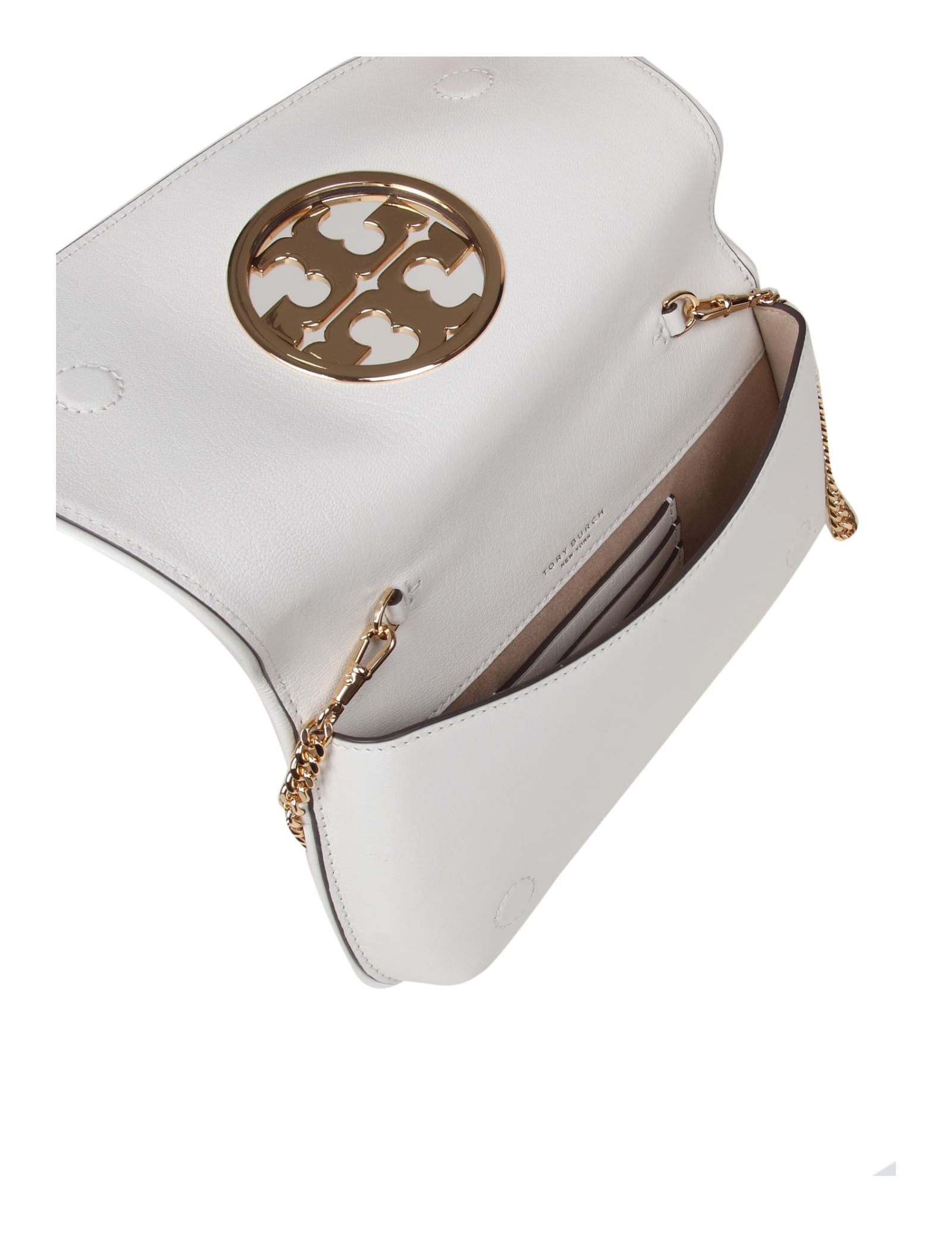 Shop Tory Burch Reva Clutch In Ivory Leather In New/ivory