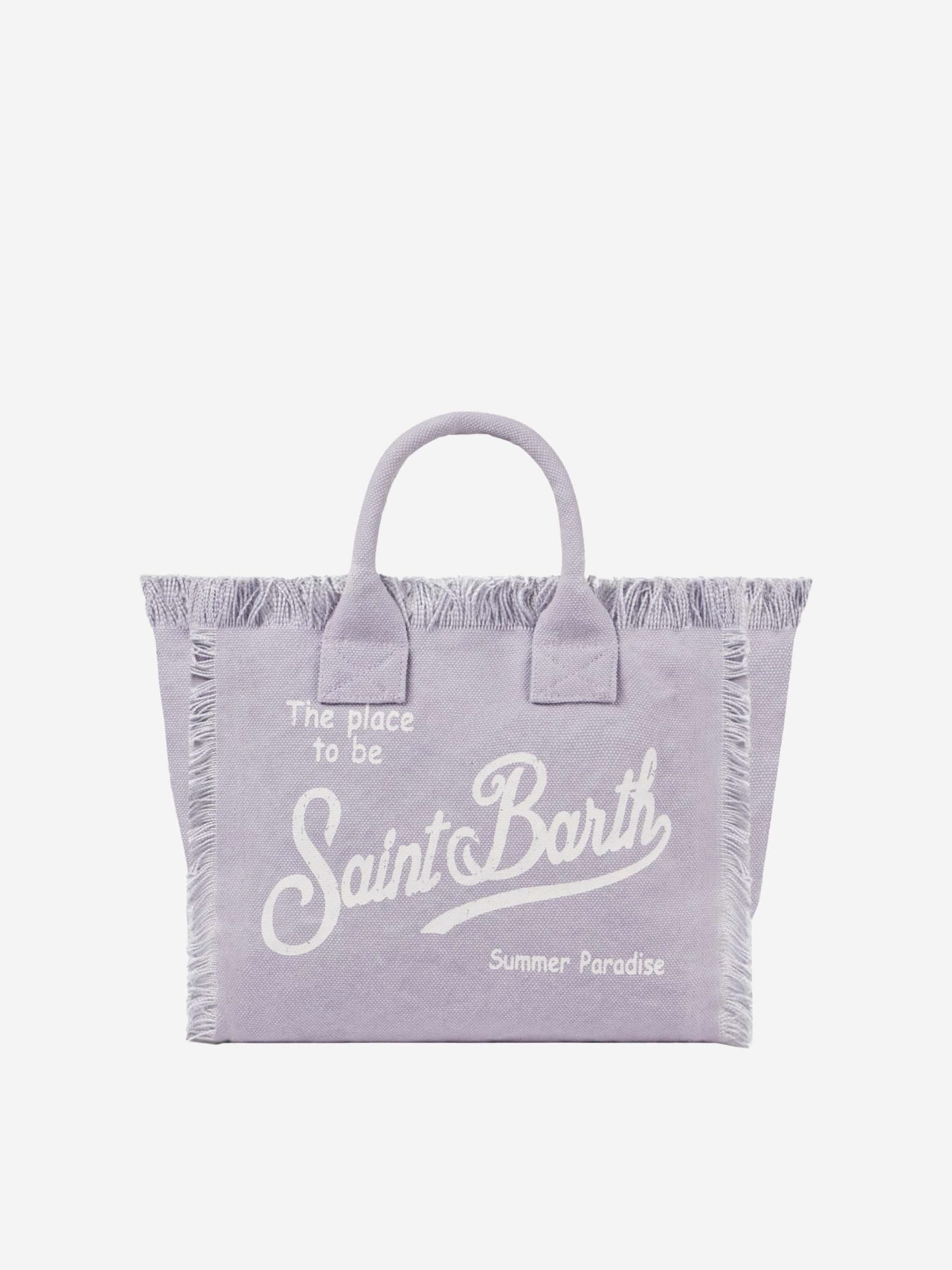Mc2 Saint Barth Colette Lilac Cotton Canvas Handbag In Pink