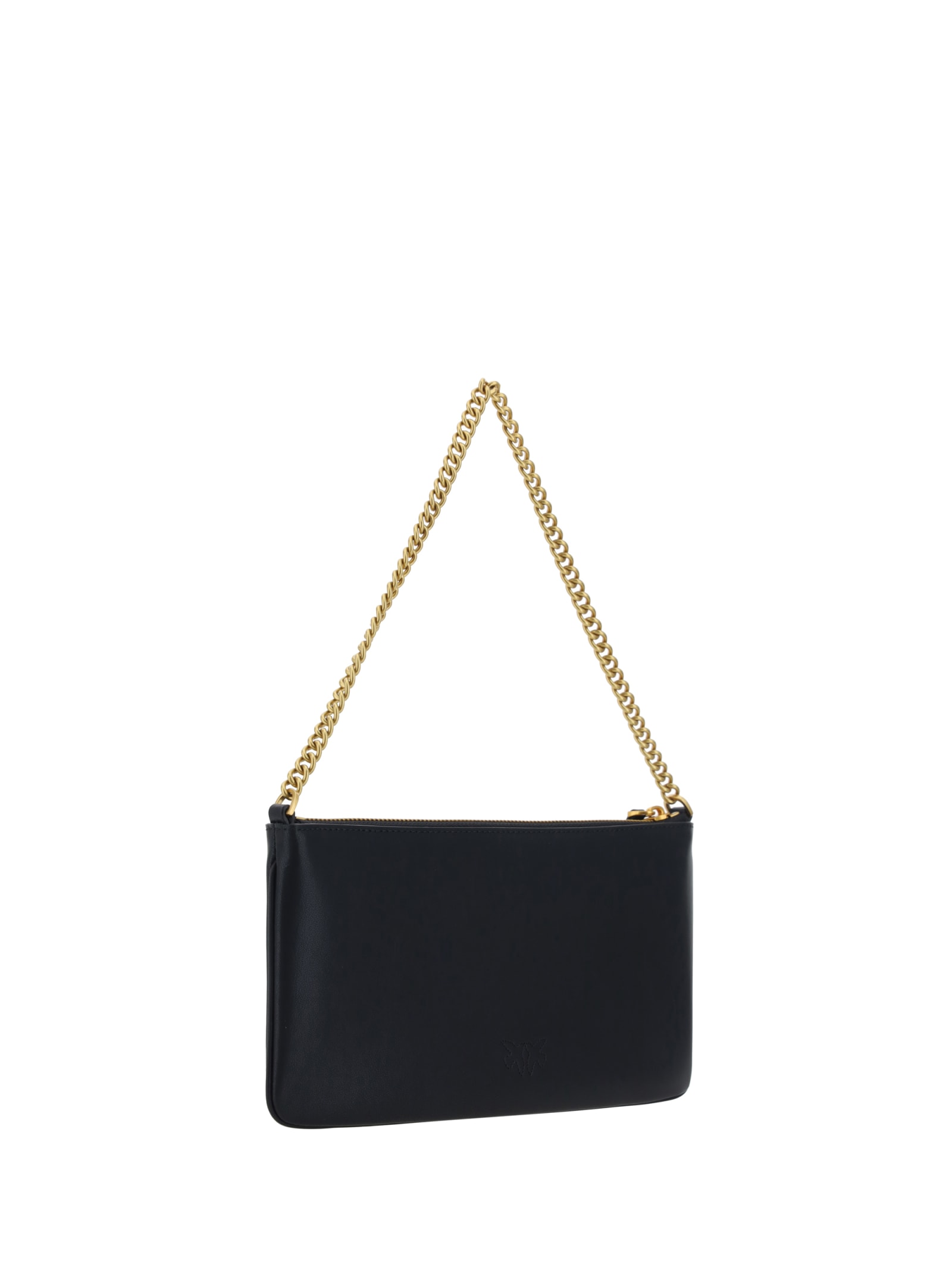 Pinko Horizontal Flat Clutch In Nero-antique Gold