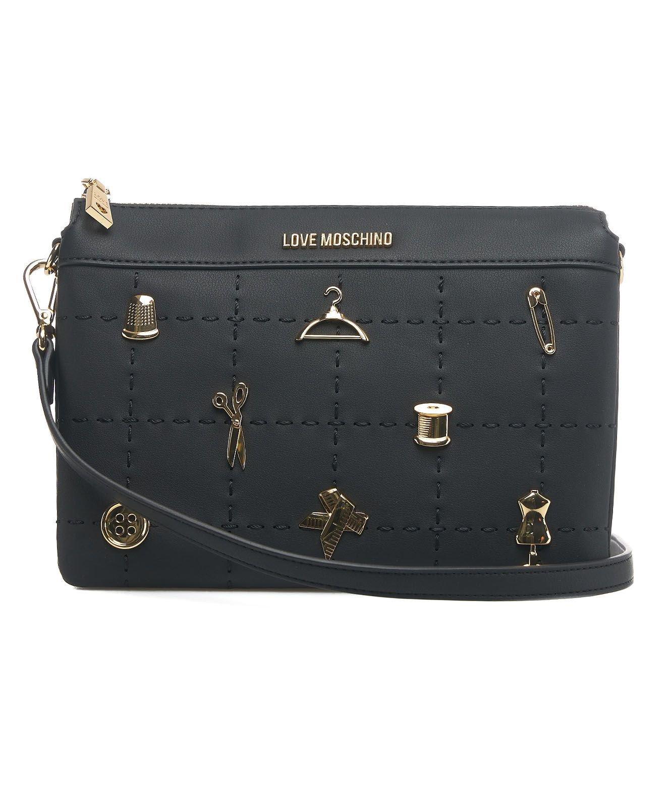 Shop Love Moschino Logo-lettering Zipped Crossbody Bag In Nero