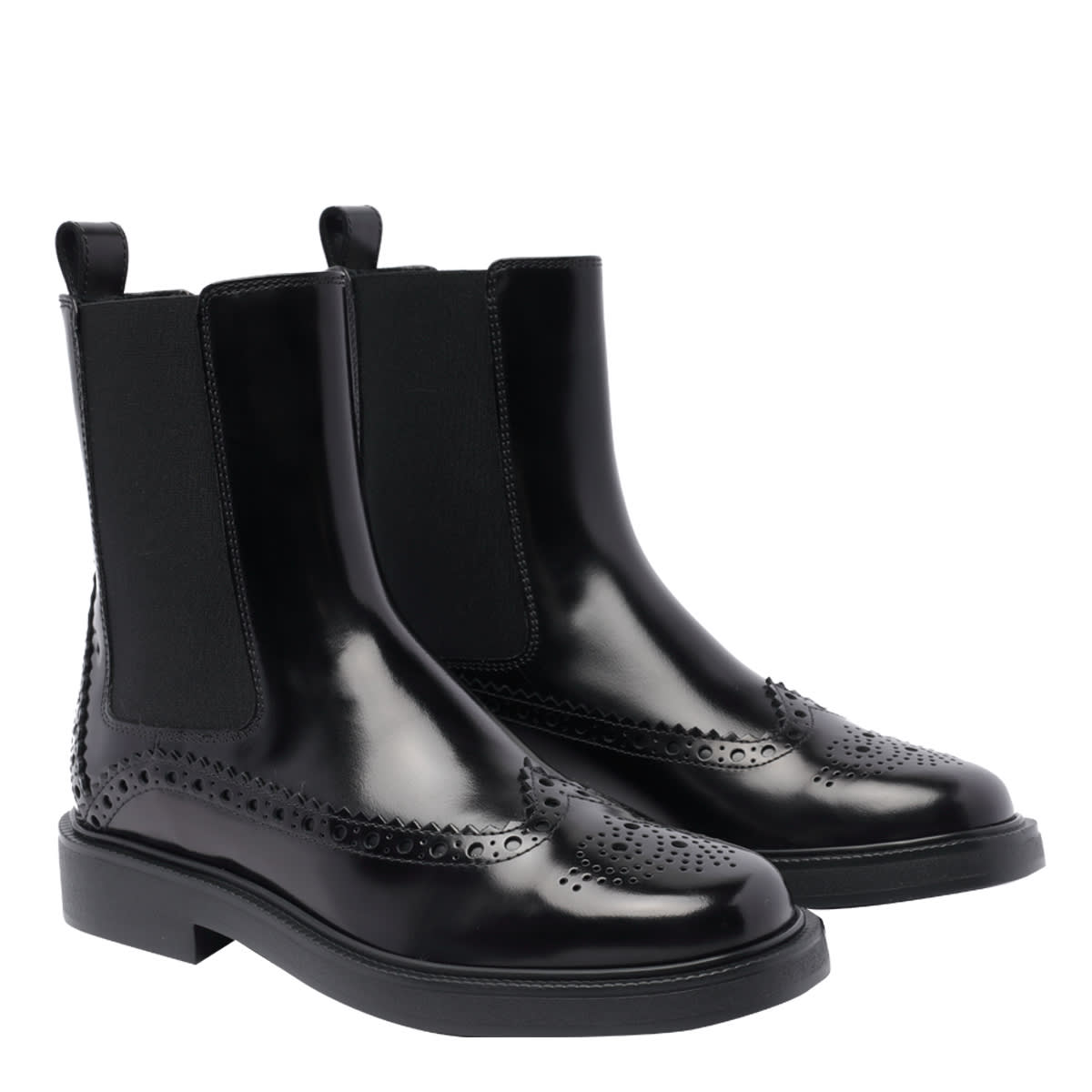 Shop Tod's Leather Booties In Black