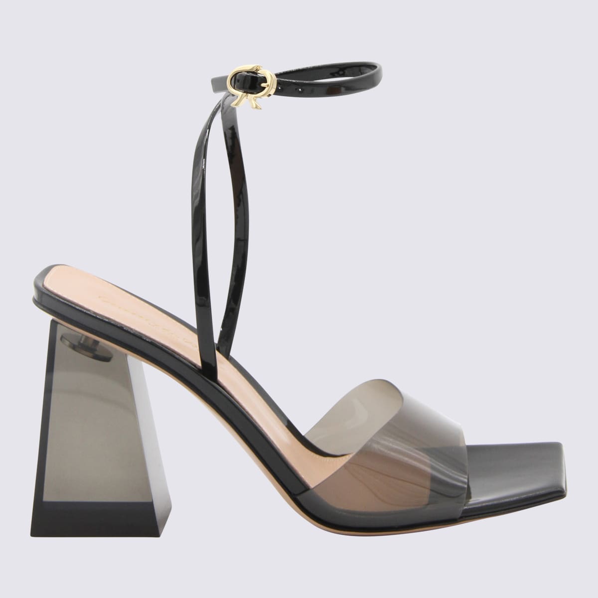 Gianvito Rossi Fume And Black Leather Cosmic Sandals In Fume+black