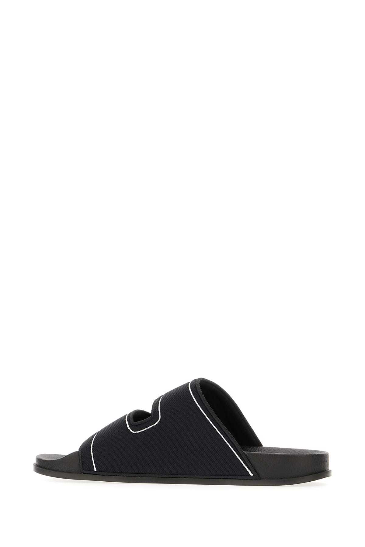 Shop Marni Black Rubber And Fabric Slippers In 00n99