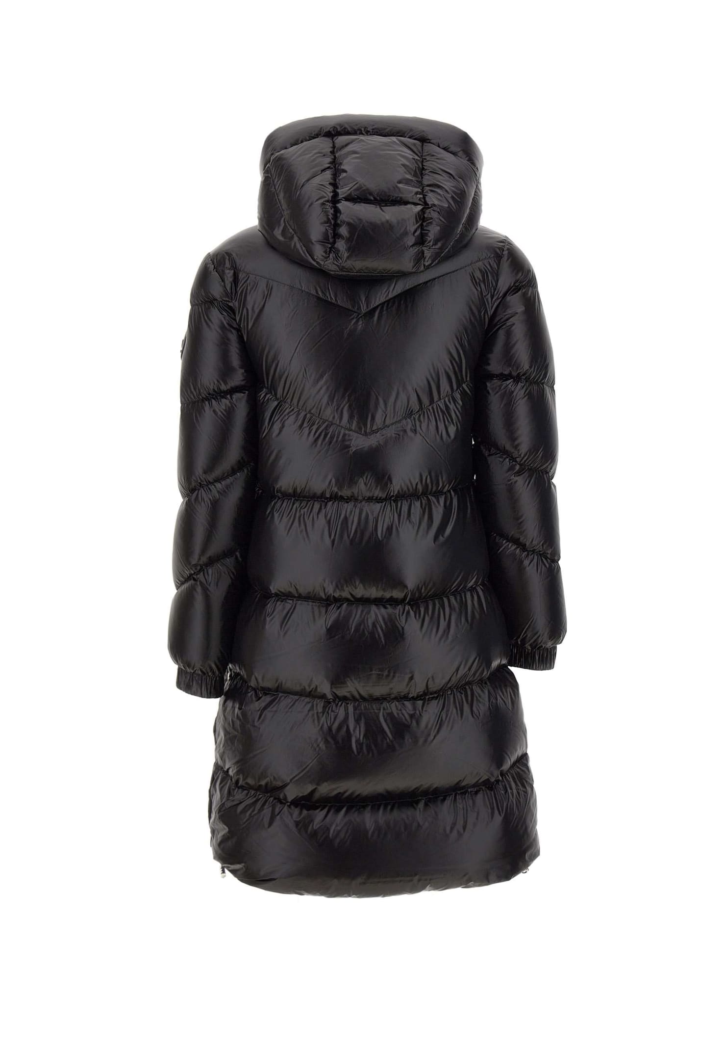 Woolrich Black Nylon Long Down Jacket In Black