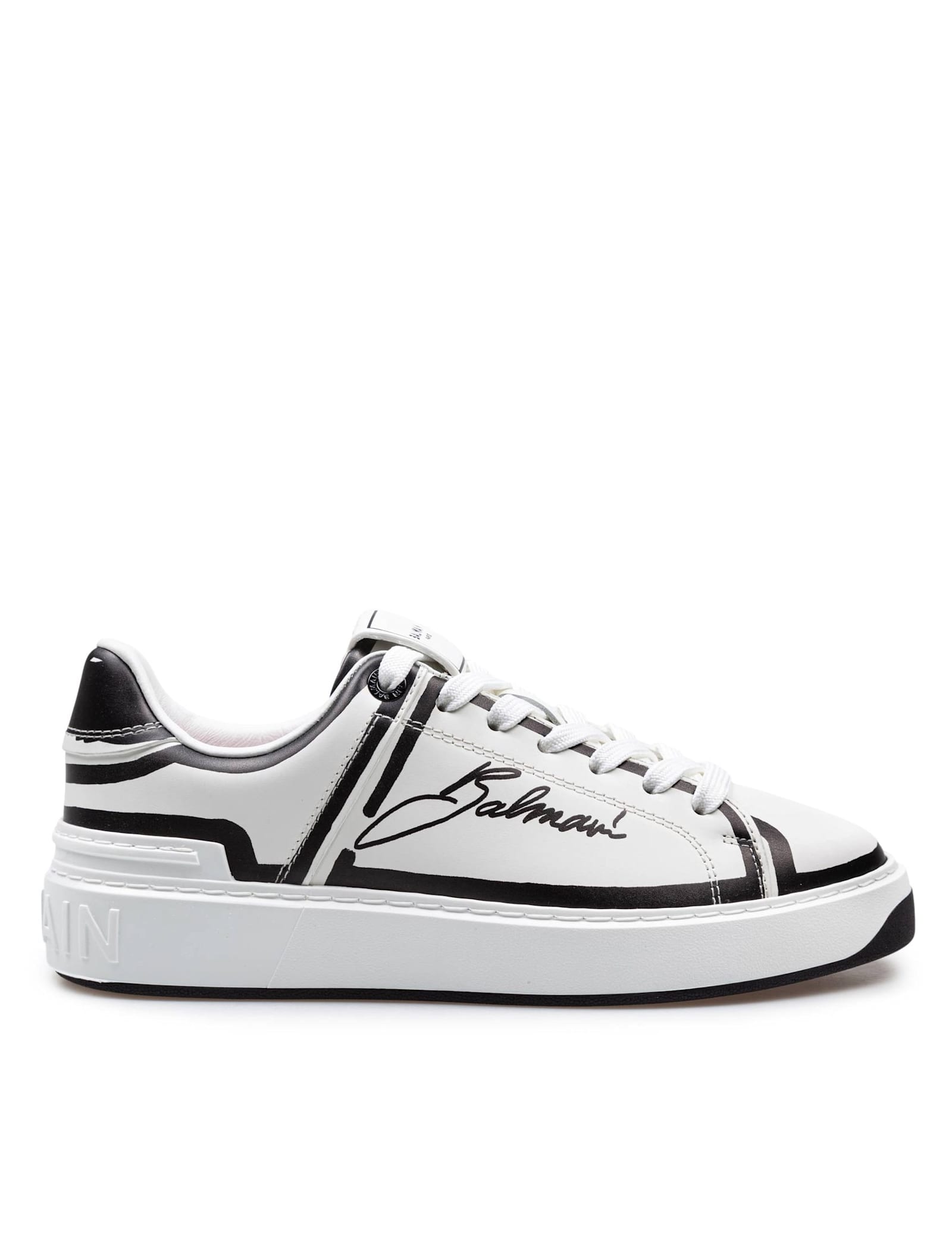 B-court Calf Leather Sneakers Color Black And White