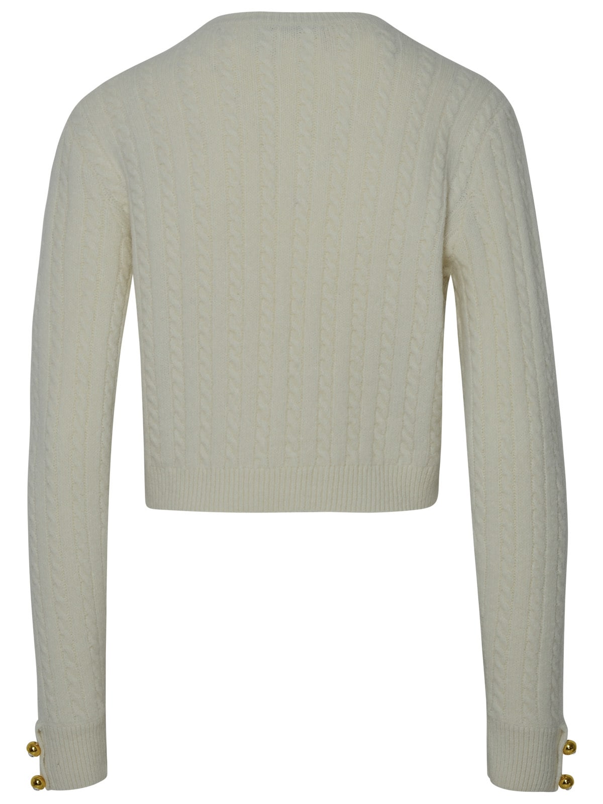 Shop Chiara Ferragni Ivory Wool Blend Sweater In Yellow Cream