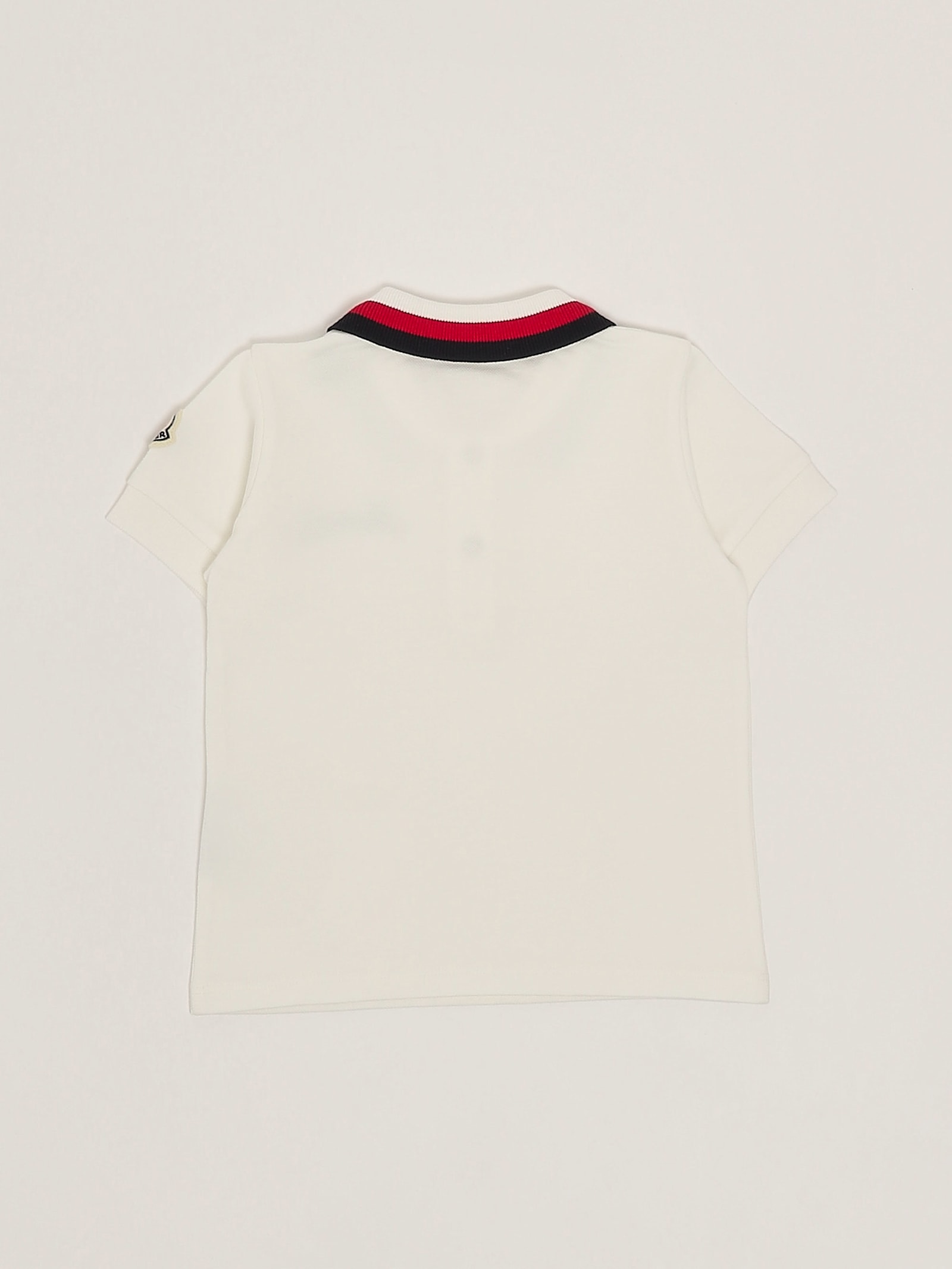 Moncler Embroidered Logo Cotton Polo Shirt White In Bianco