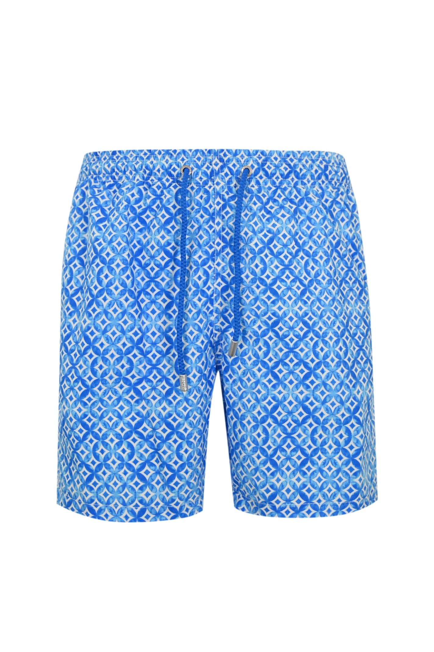 Shop Mc2 Saint Barth Gustavia Swimsuit With Majolica Print In Azzurro