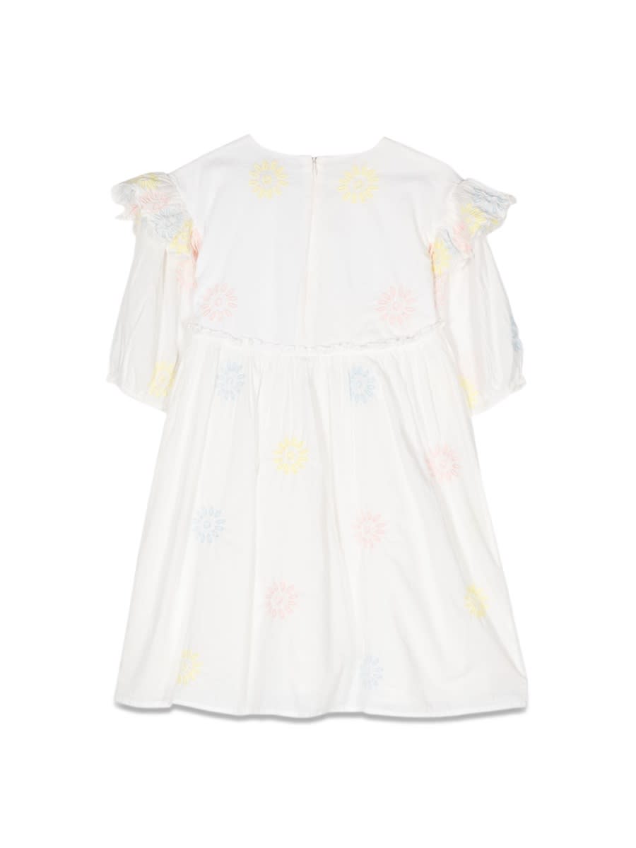 Stella Mccartney Floral-embroidered Cotton Dress In Ivory