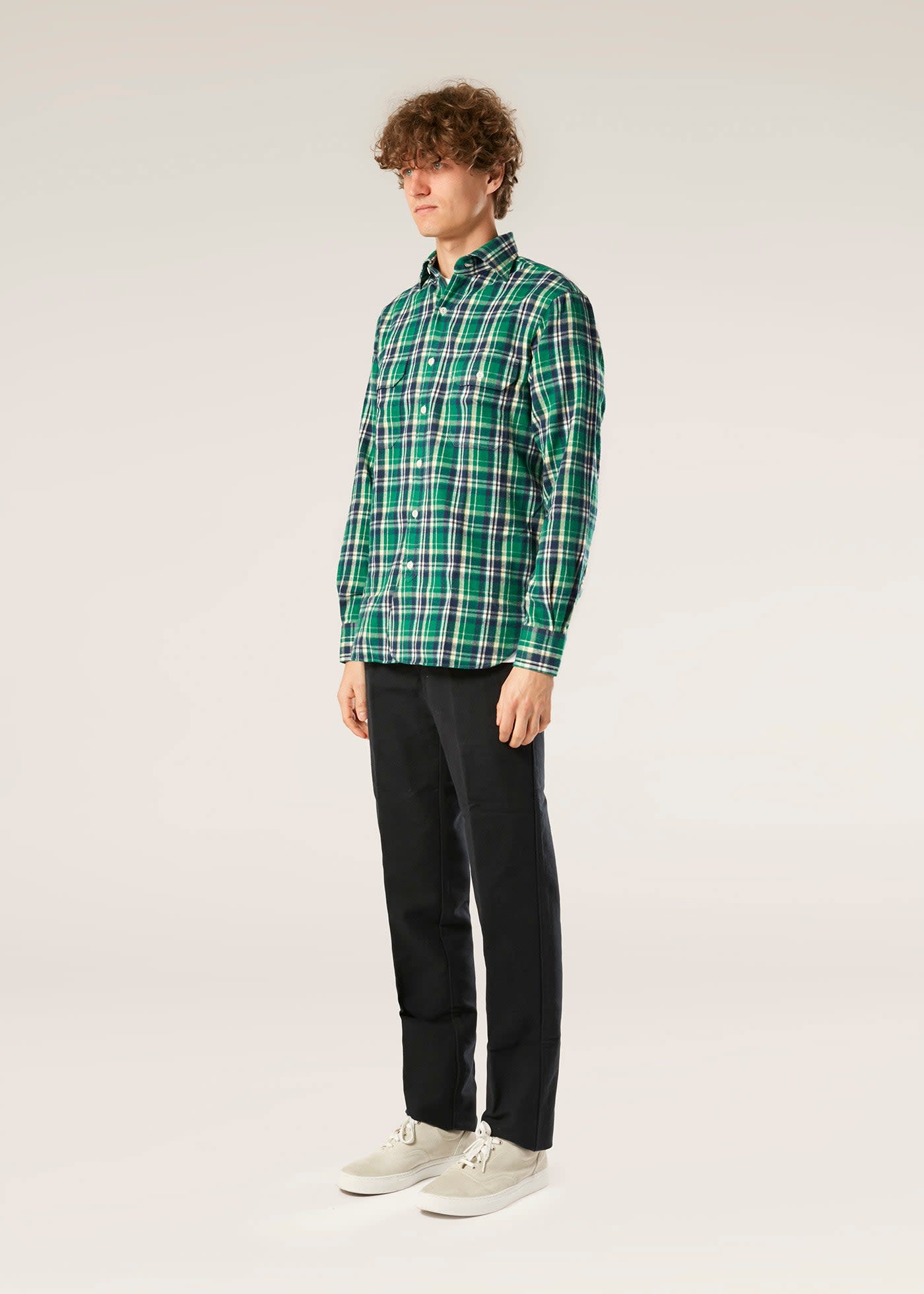 Doppiaa Aantero Green Flannel Checked Shirt In Green