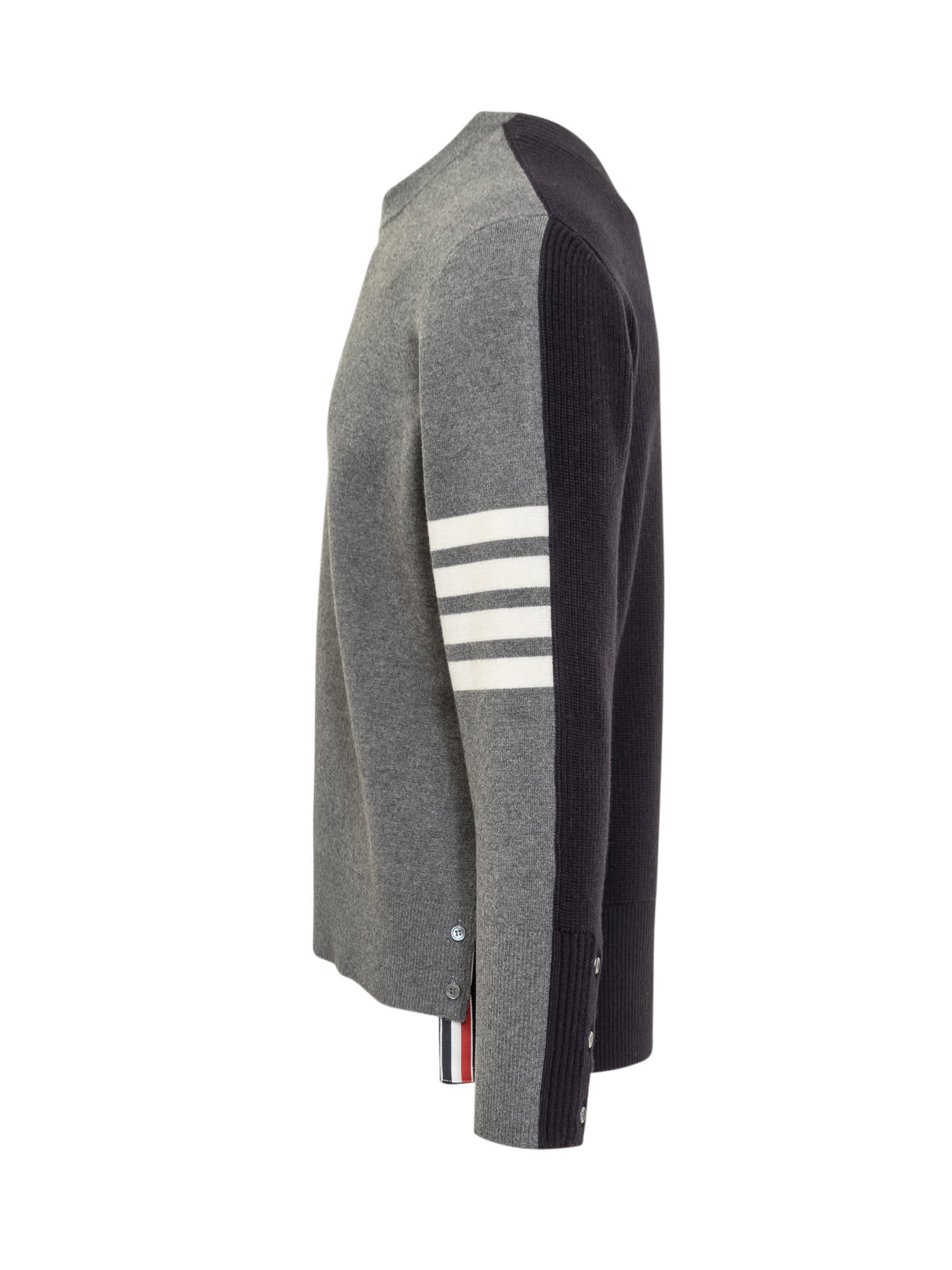 Shop Thom Browne 4-bar Wool Sweater In Med Grey