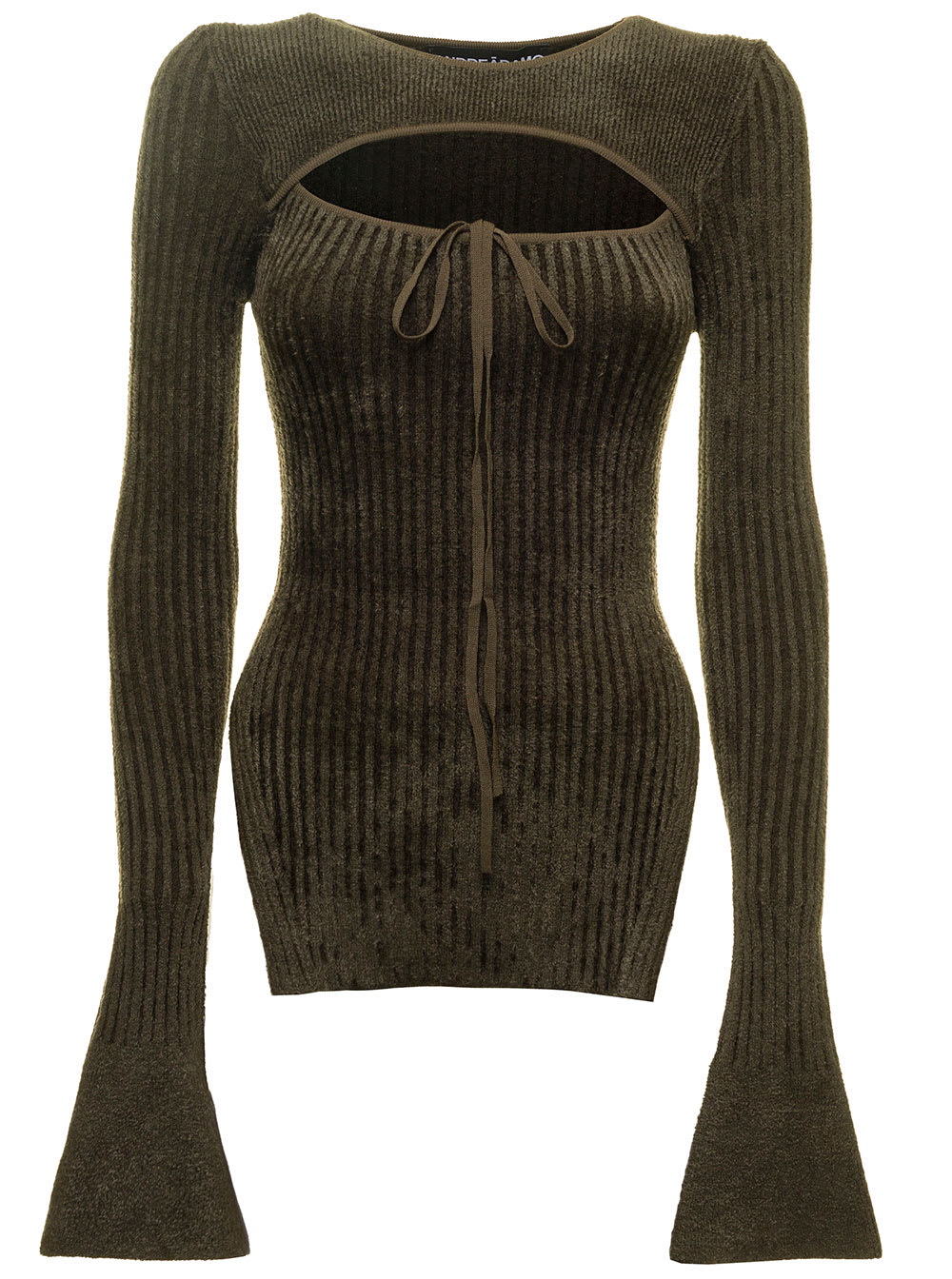 ANDREADAMO Green Velvet Cut-out Sweater Woman Andrea Adamo