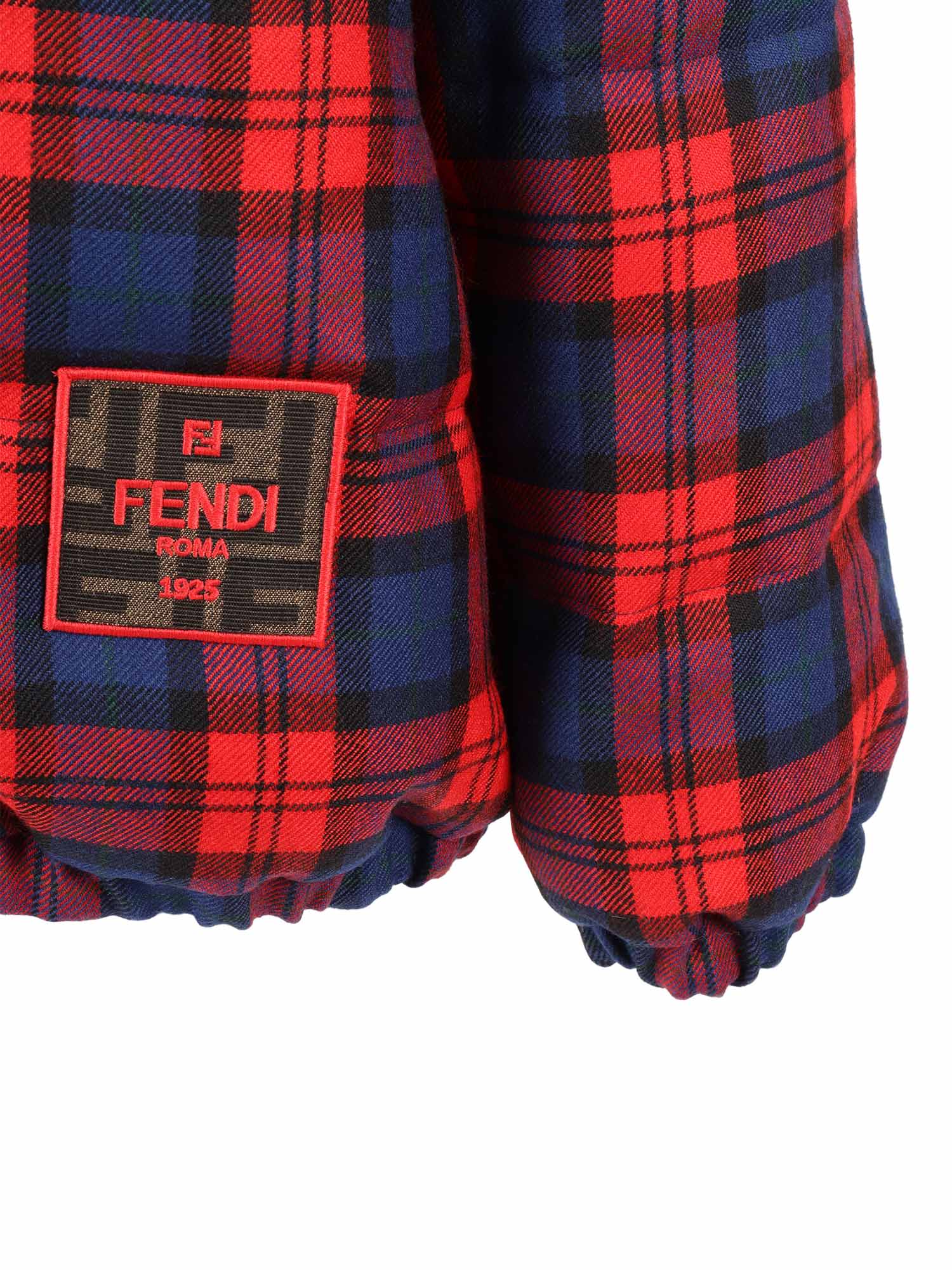 Fendi Plaid Cotton Jacket In Red
