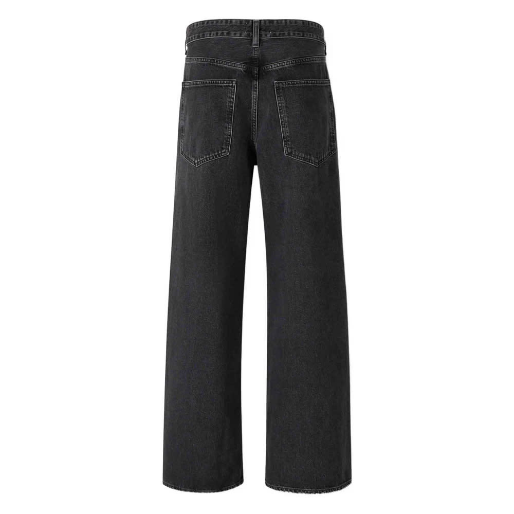 Agolde Vana Black Low-crotch Jeans With Book Closure In Denim Woman In Black