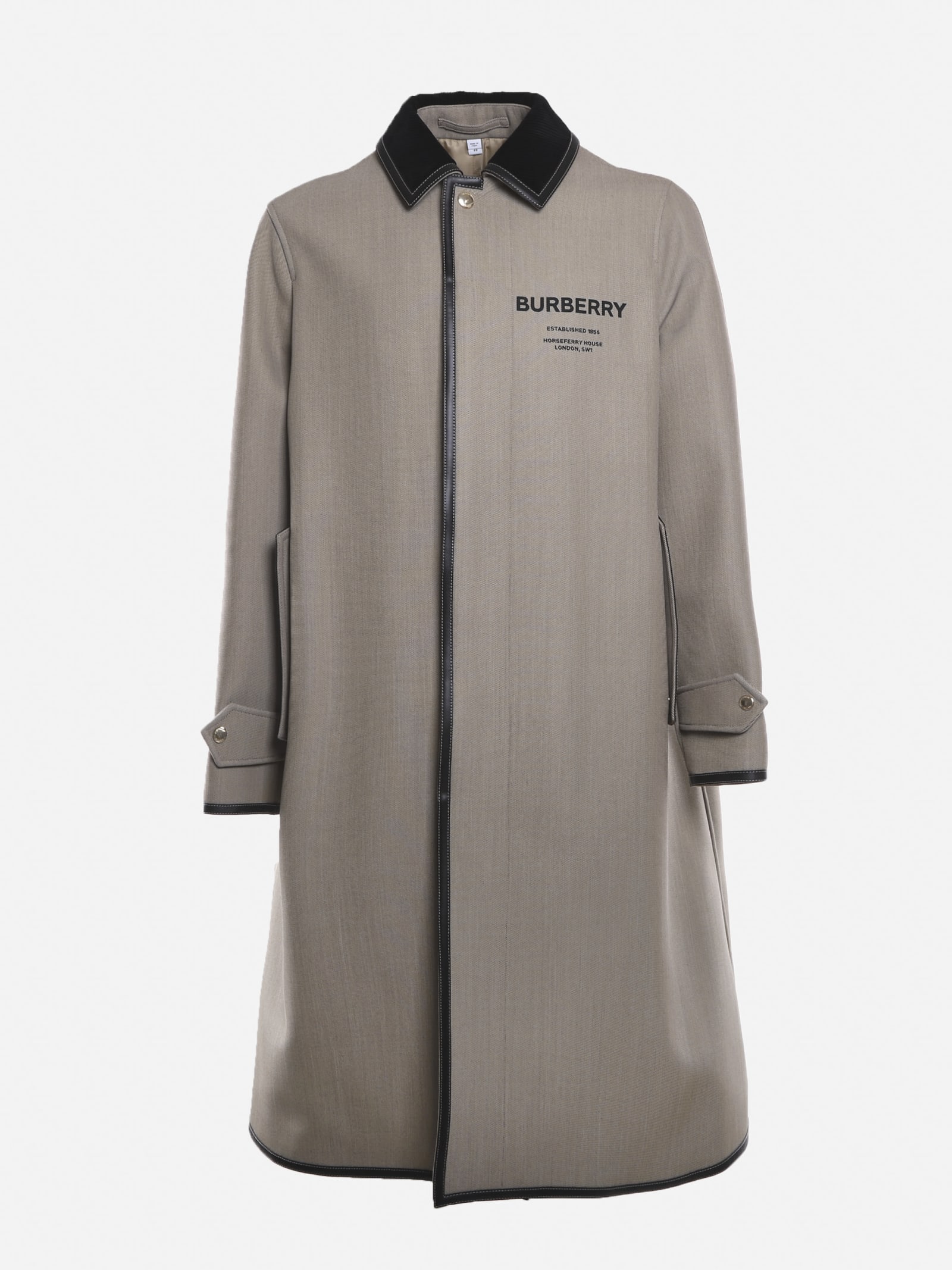 Burberry Technical Fabric Coat With Contrasting Logo Print