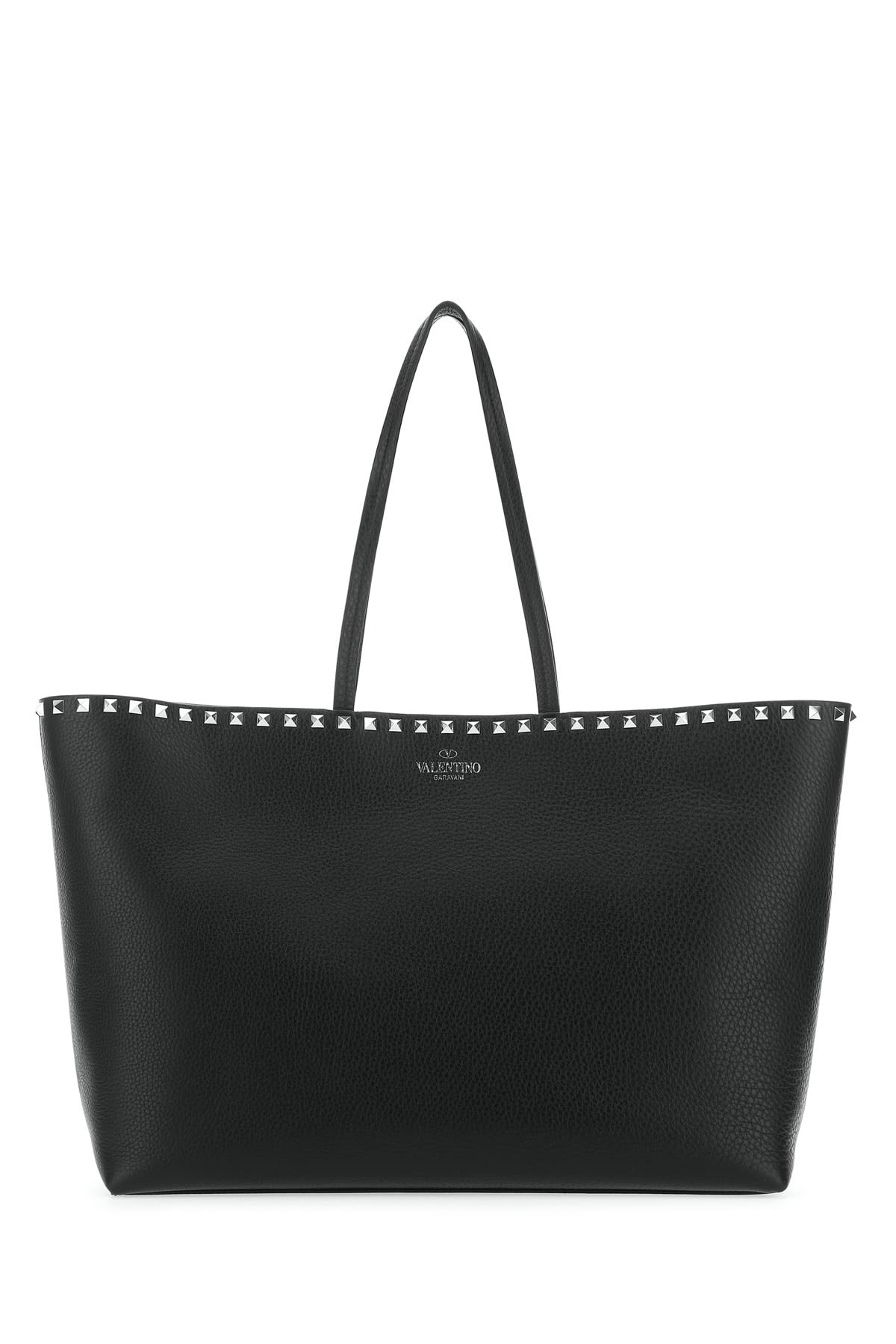 Shop Valentino Tote Rockstud Vit.st. In Nero