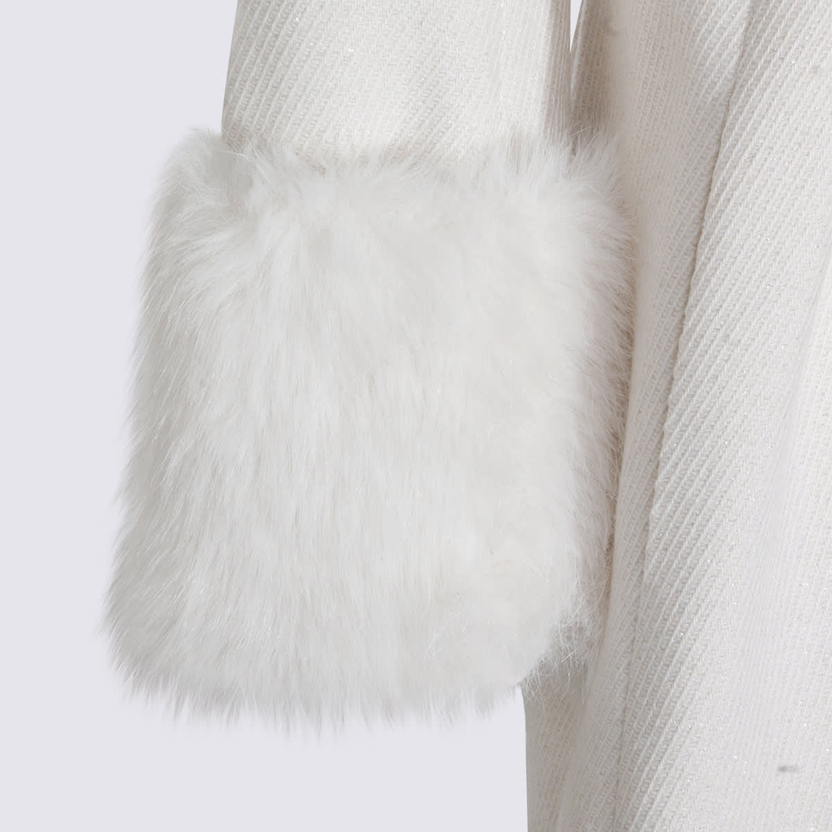 Twinset Faux-fur Belted Coat In White