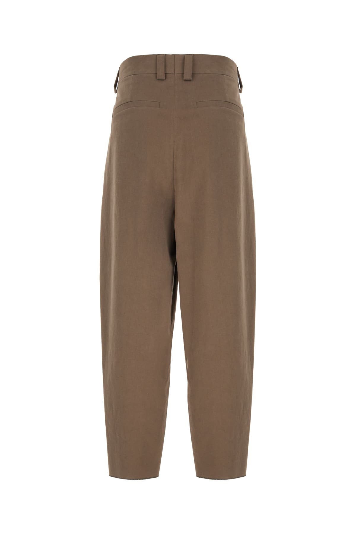 Ferragamo Brown Cotton Pants In Concrete Bianco Naturale