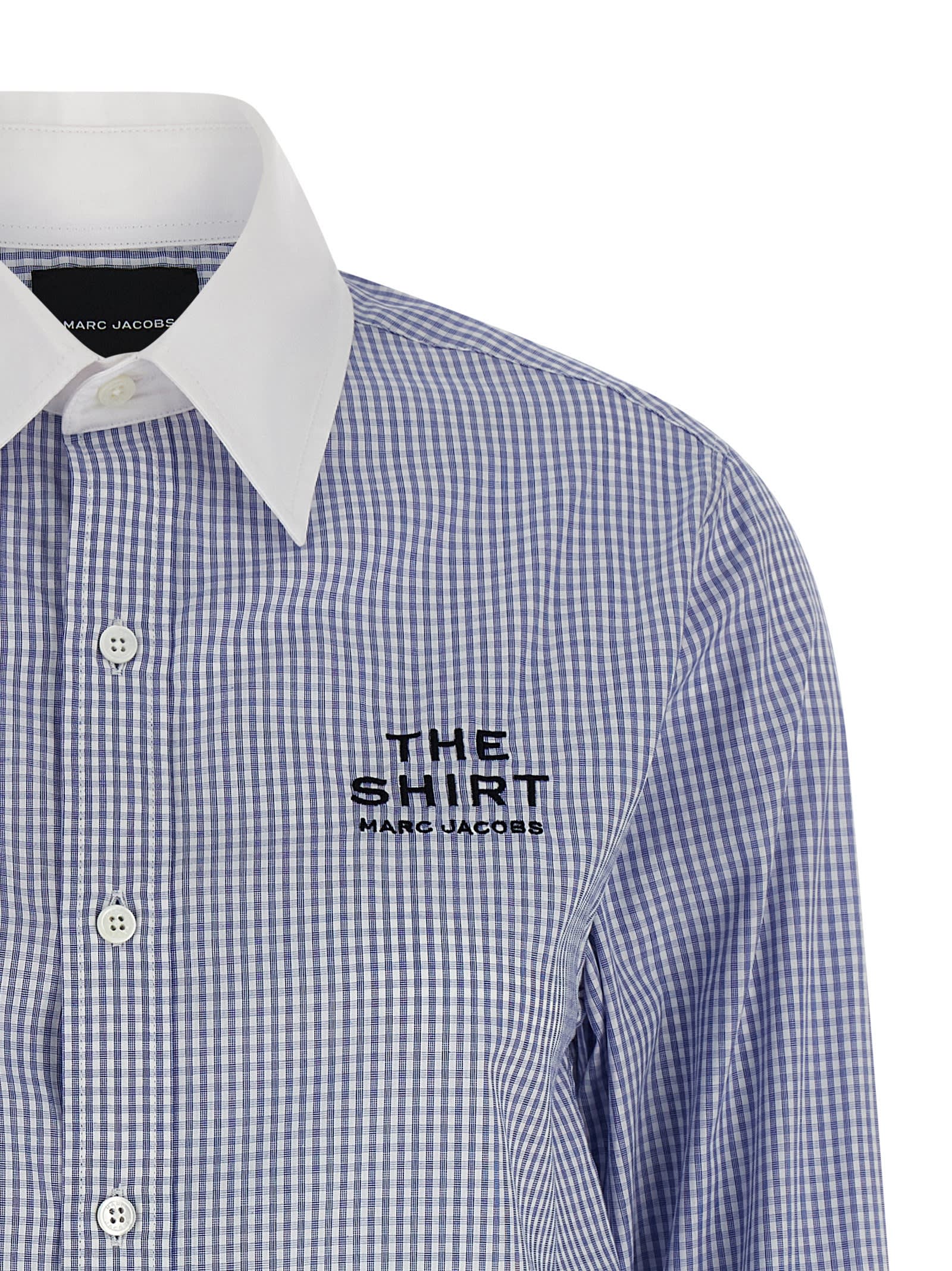 Marc Jacobs Cropped Shirt With Contrast Collar And Cuffs In Blue