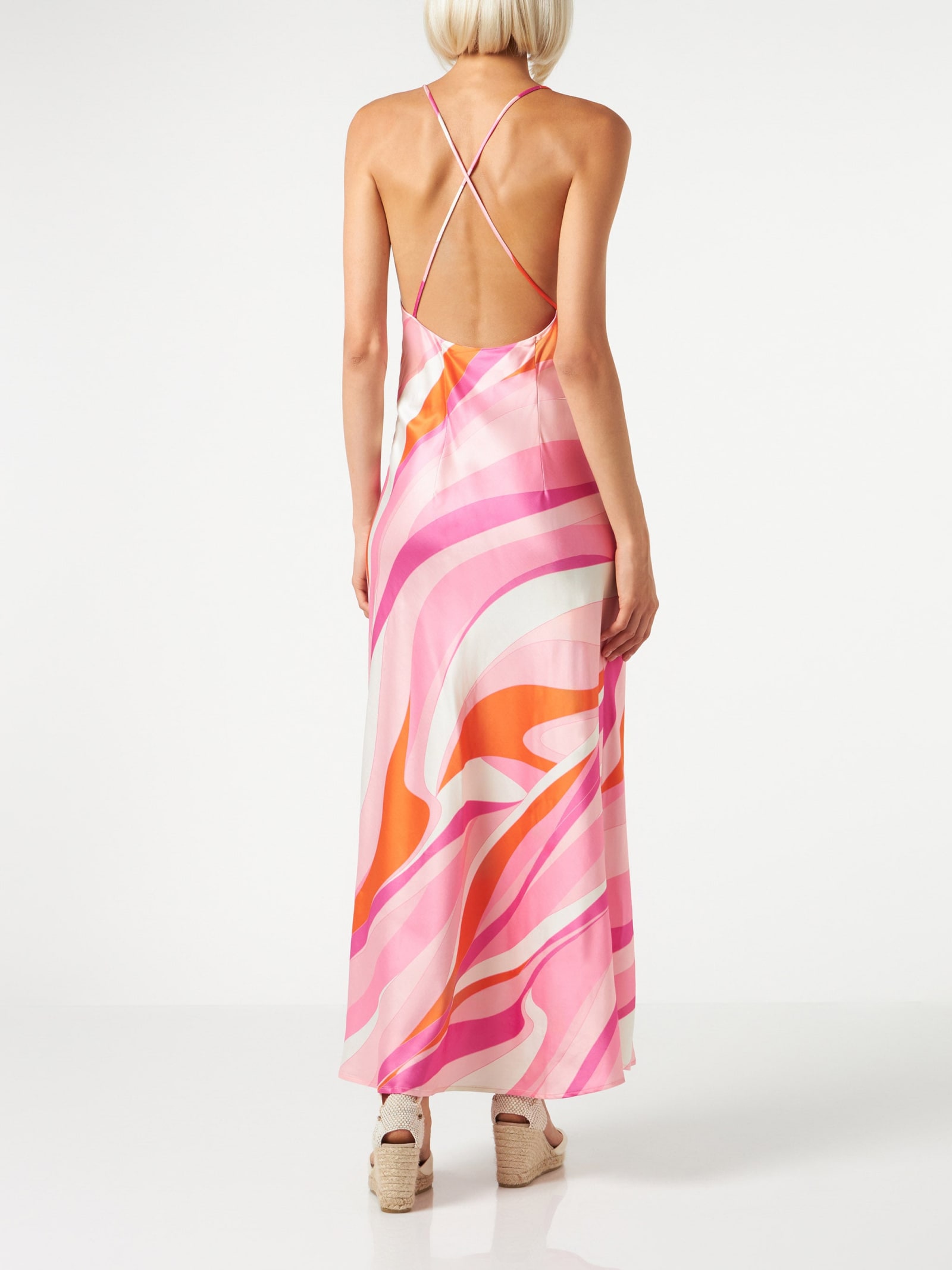 MC2 SAINT BARTH WOMAN SLIP DRESS EYDIS WITH WAVE PRINT