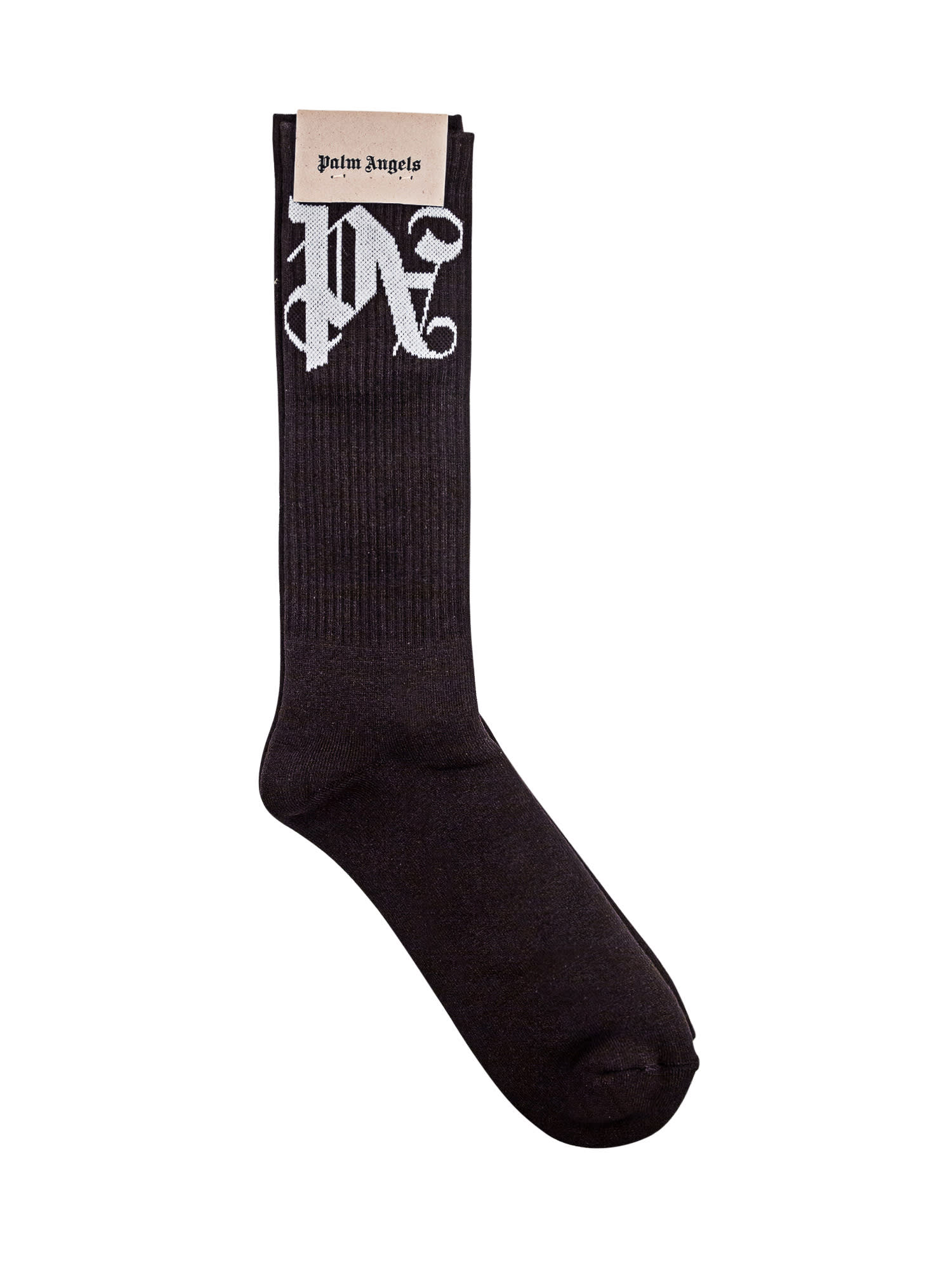 Shop Palm Angels Monogram Socks In Black White