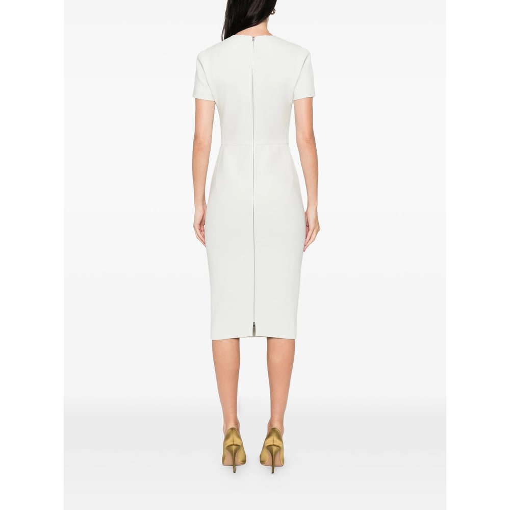 Victoria Beckham Fitted Double Crepe T-shirt Dress In White