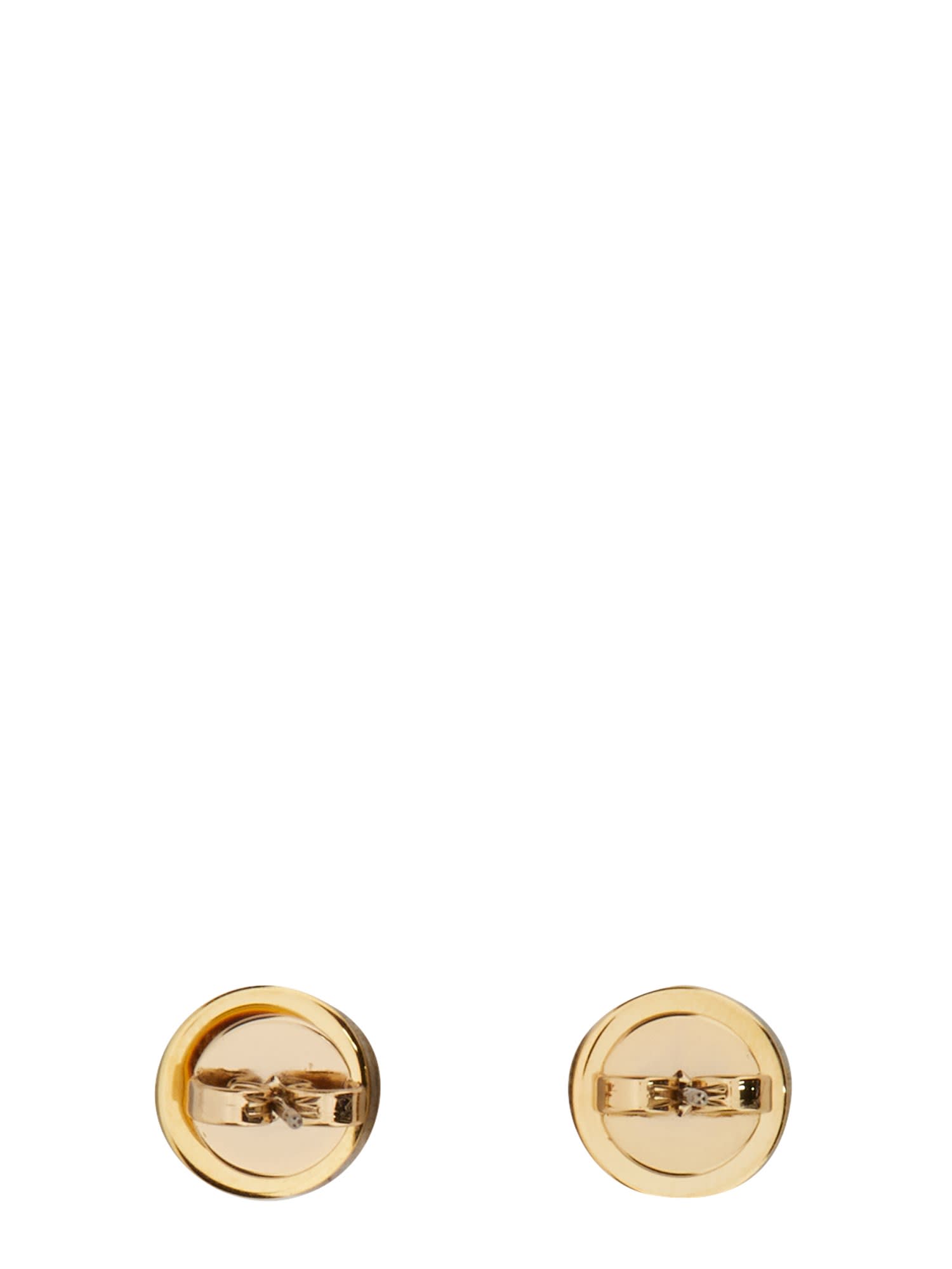 Tory Burch Kira Logo Colored Disc Stud Earrings In Gold