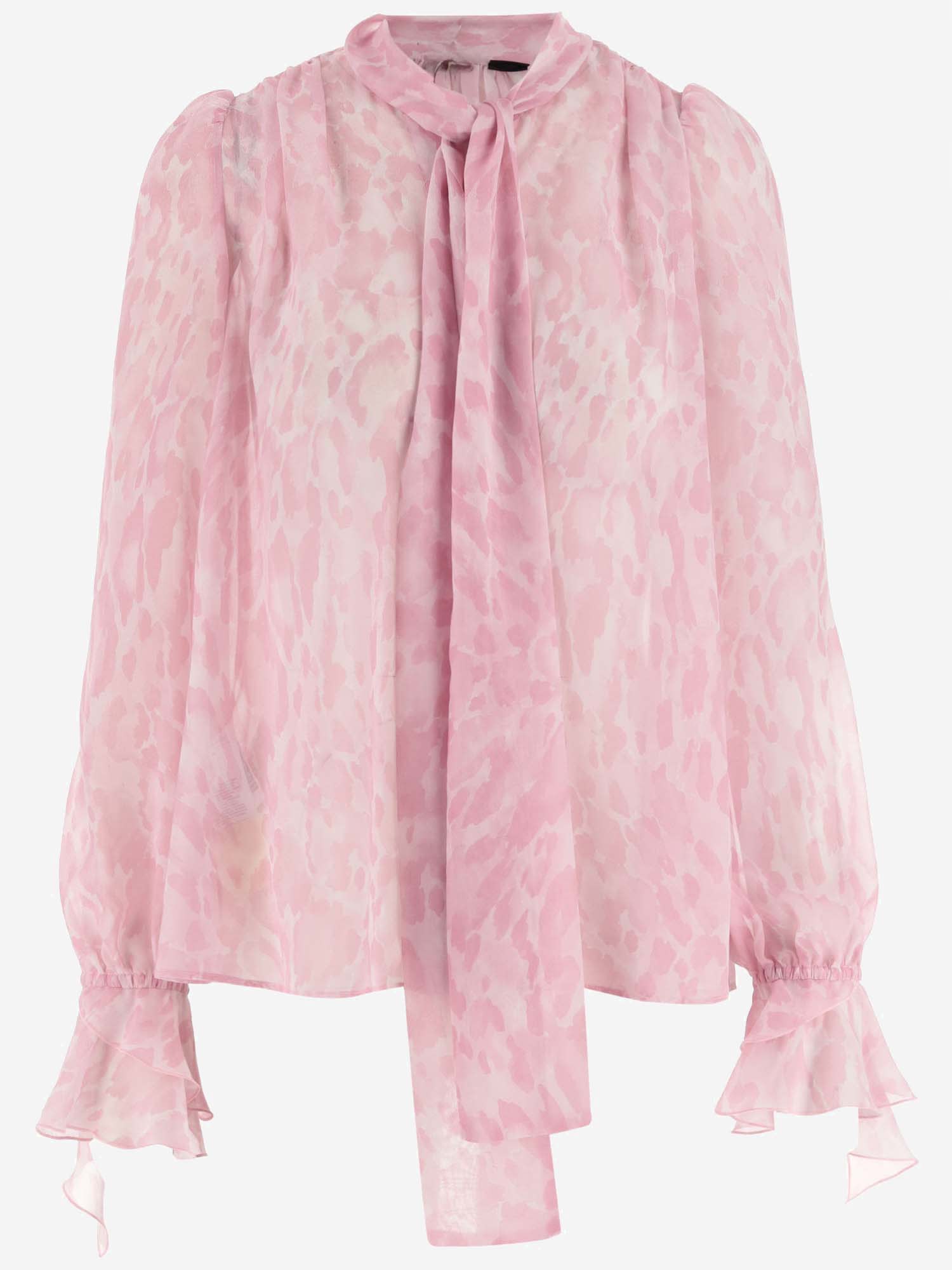 Shop Pinko Printed Synthetic Chiffon Shirt In Pink