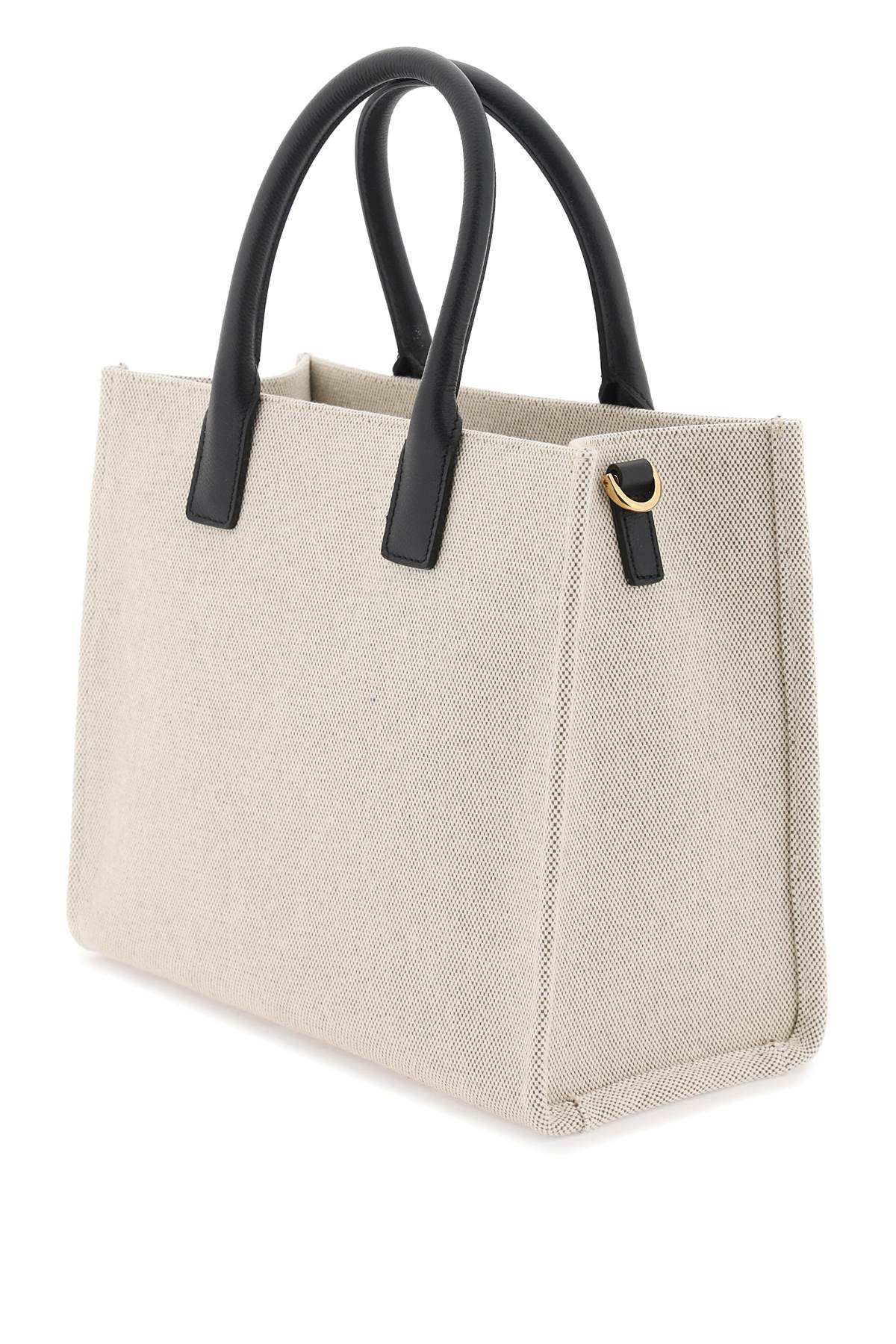 Versace Canvas La Medusa Small Tote Bag In Rope Black Gold (beige)