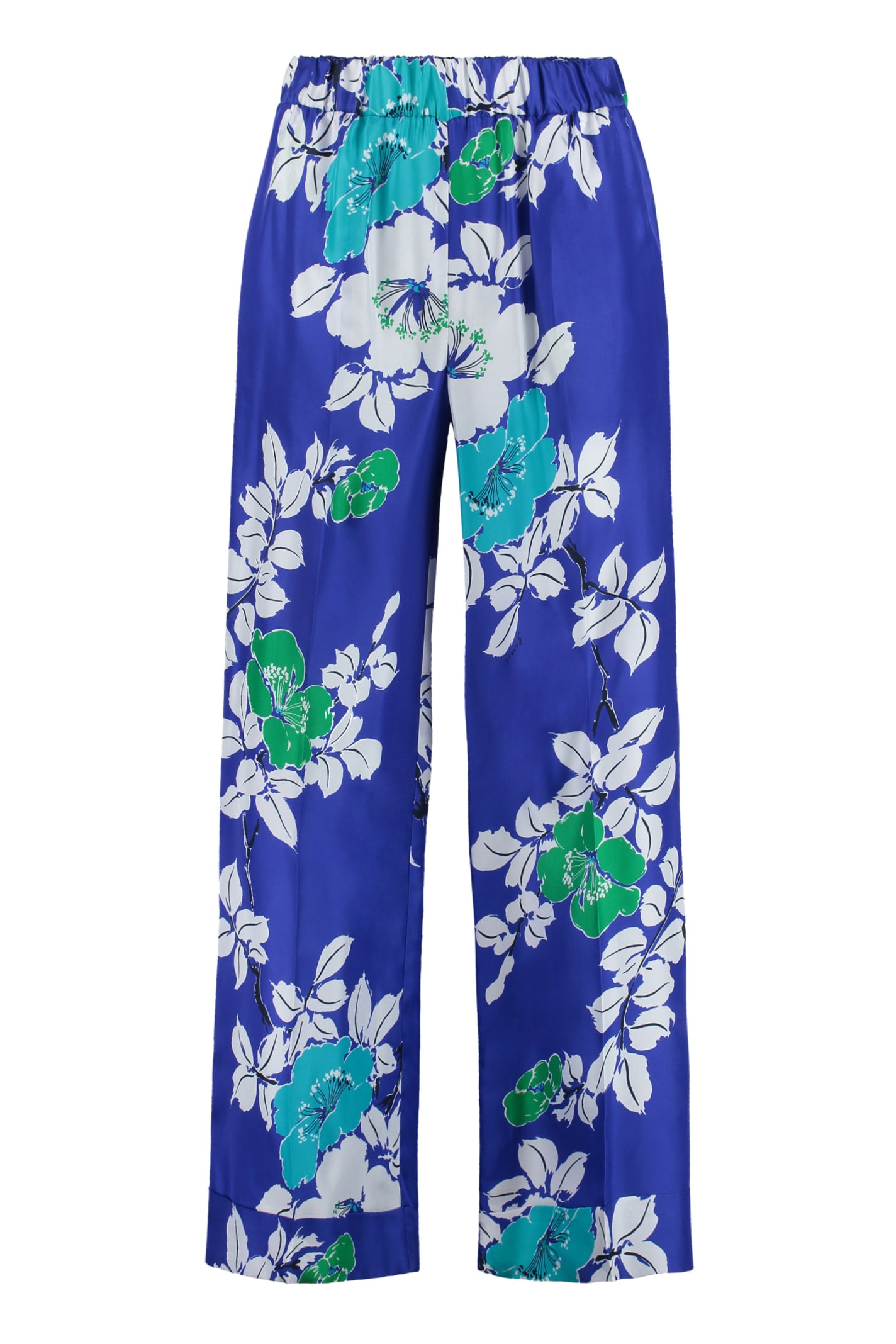 Shop P.a.r.o.s.h Silk Floral Printed Flowers In Blue