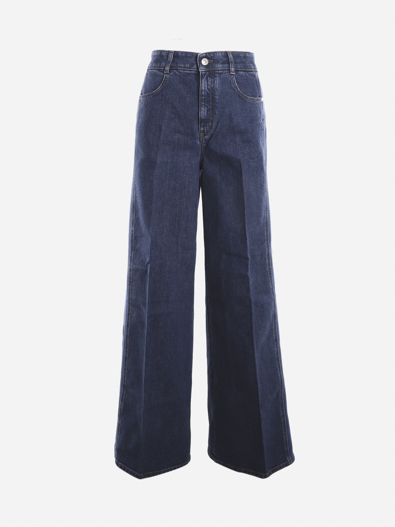 Stella McCartney Flare Jeans In Cotton Denim With Side Logo Band