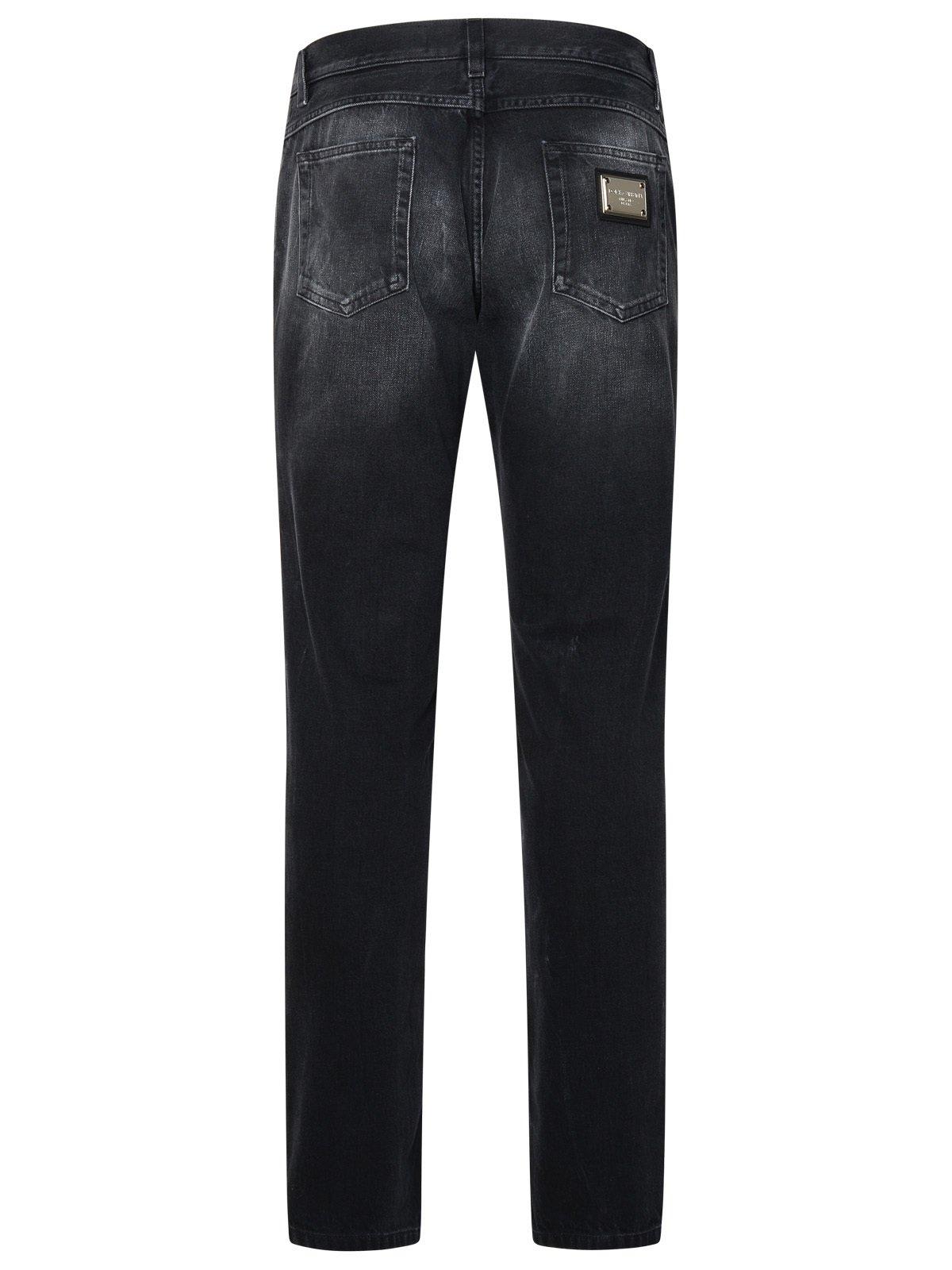 Shop Dolce & Gabbana Logo Plaque Straight-leg Jeans