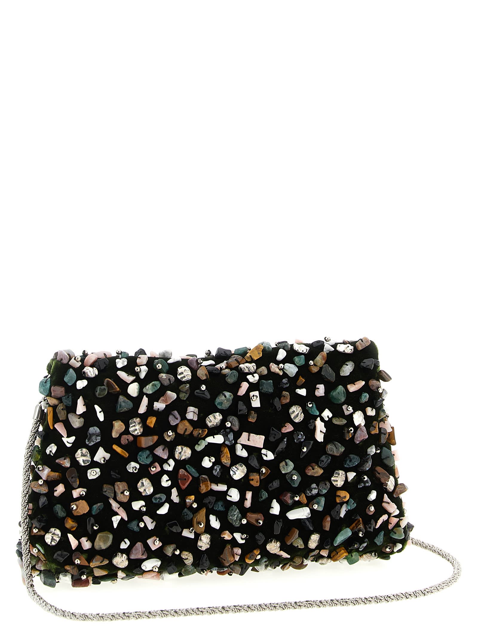 Dries Van Noten Embellished Envelope Clutch In Green