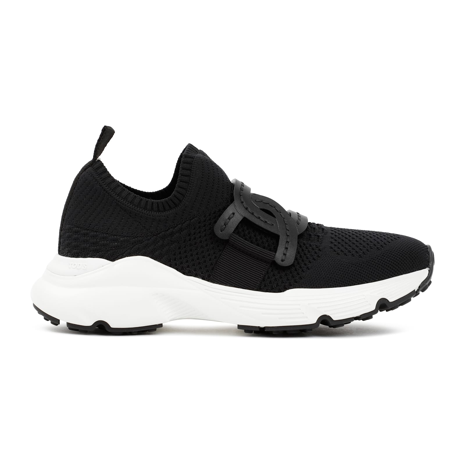 Tod's Knitted Chain-link Sneakers Leather Detailing In Black