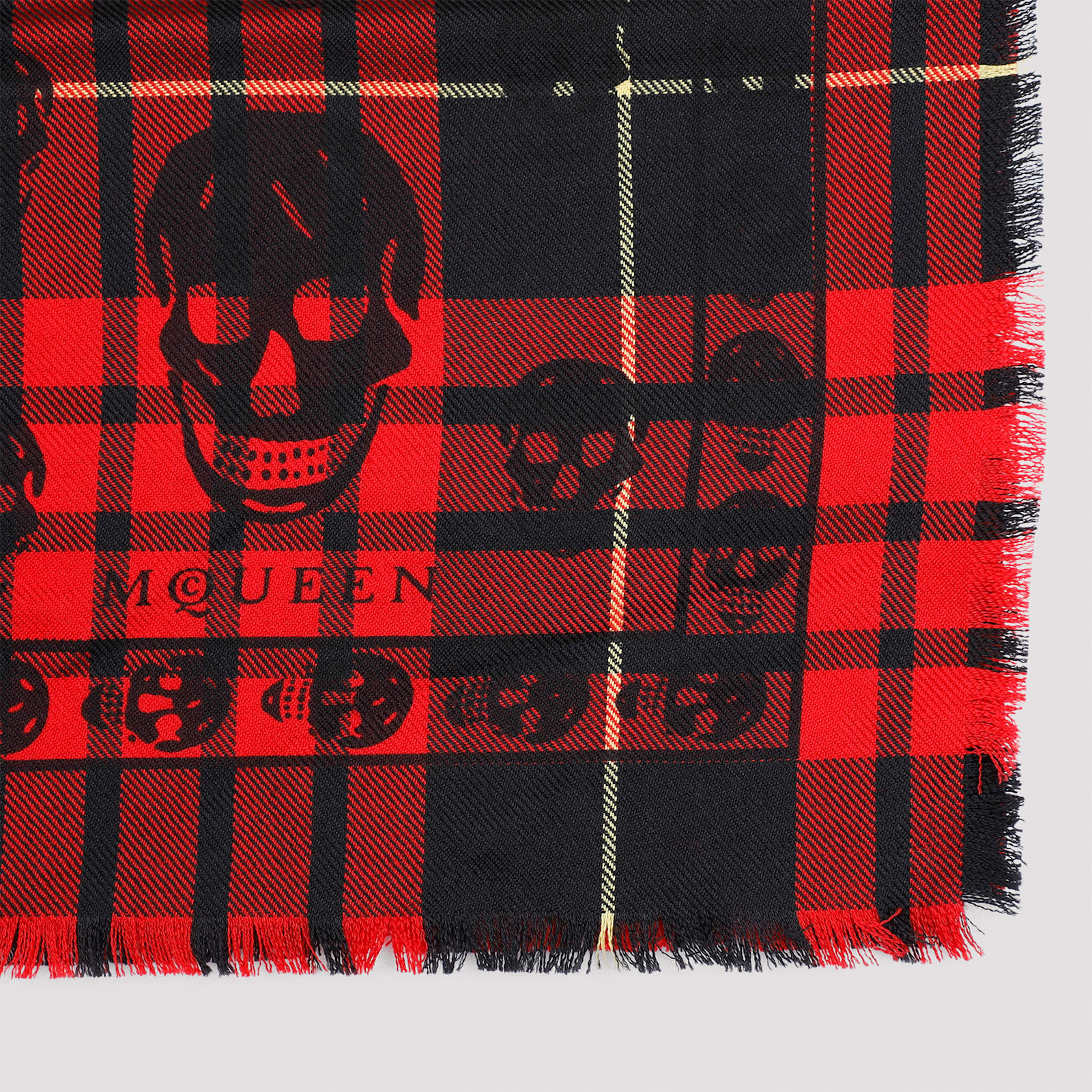 Shop Alexander Mcqueen Kull On Tartan Foulard Scarf In Red Black