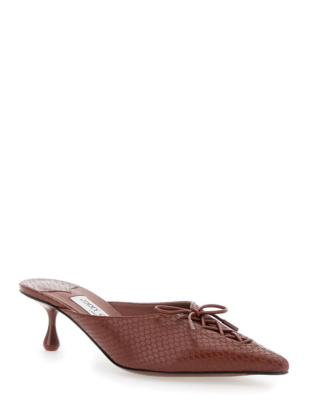 Jimmy Choo Scarlett 50 Leather Snake-print Mules In Brown