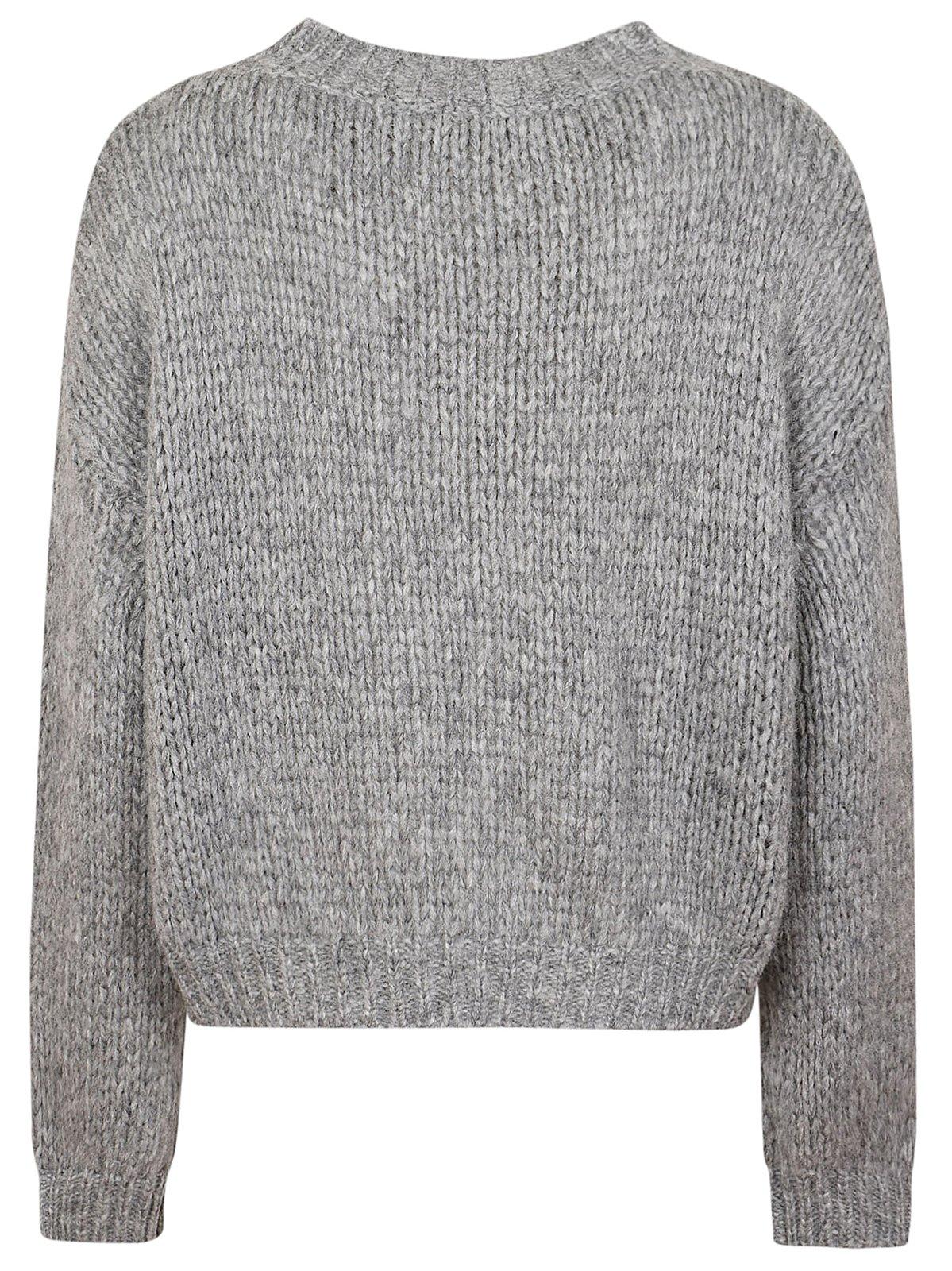 Shop Roberto Collina Crewneck Knit Sweater In Grigio