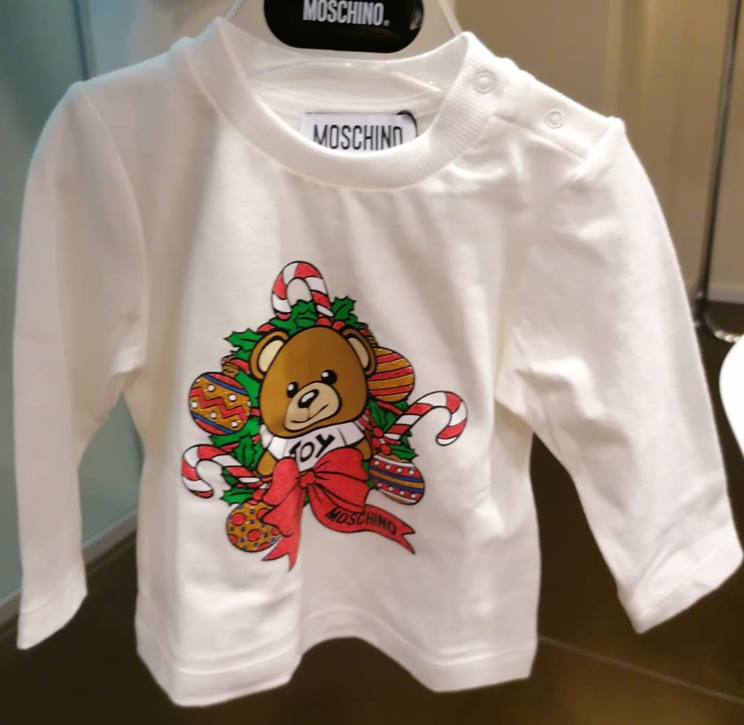 Moschino Babies' White T-shirt For Bbay Kids With Teddy Bear And Logo