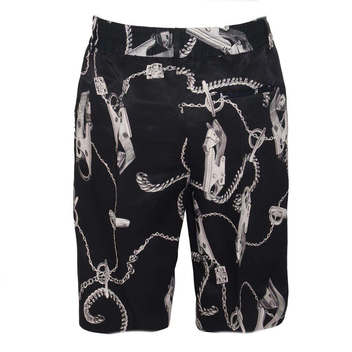 Shop Burberry Chain Link-printed Knee-length Shorts In Black