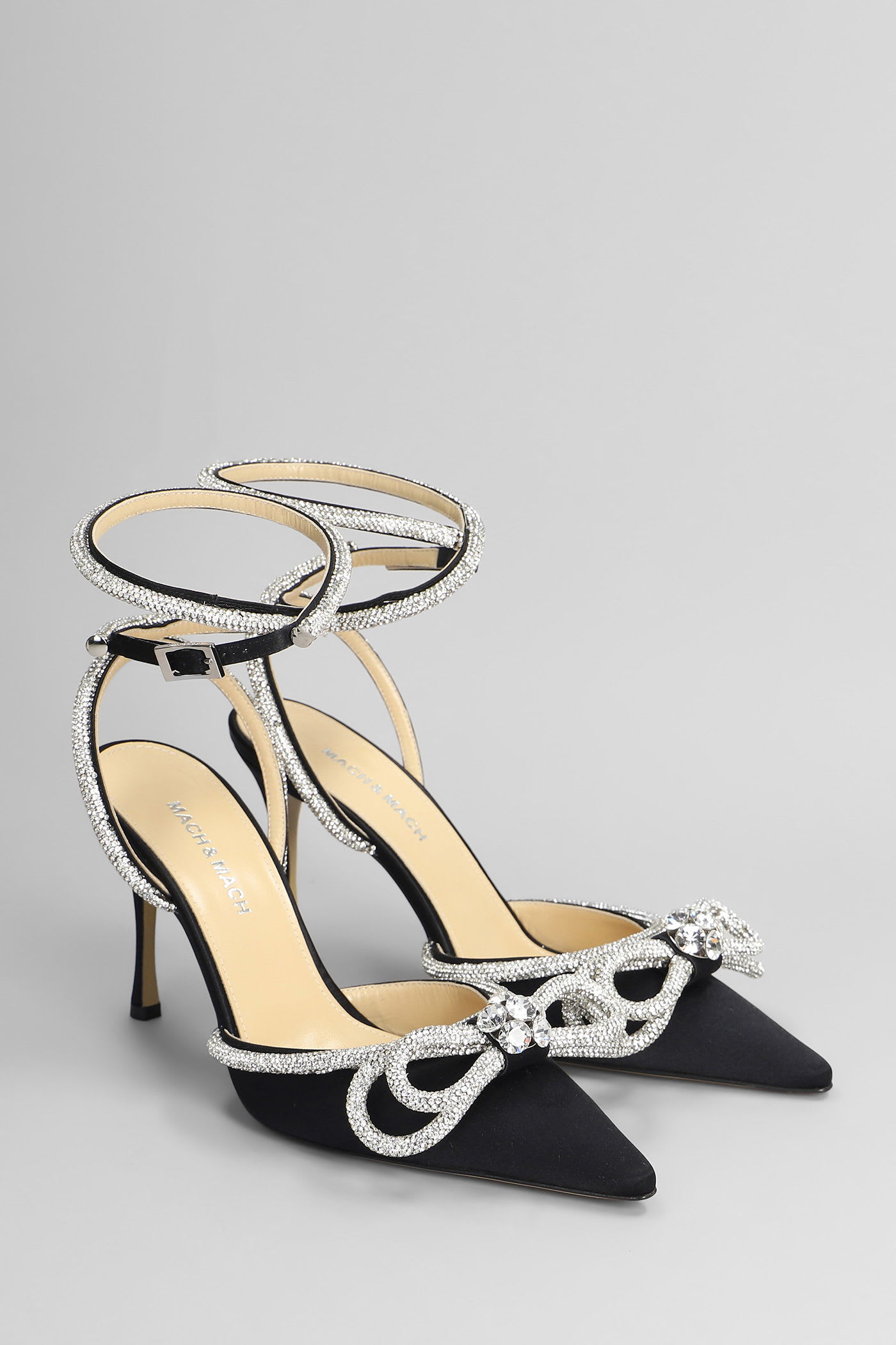 Mach & Mach Double Bow Satin Pumps In Black