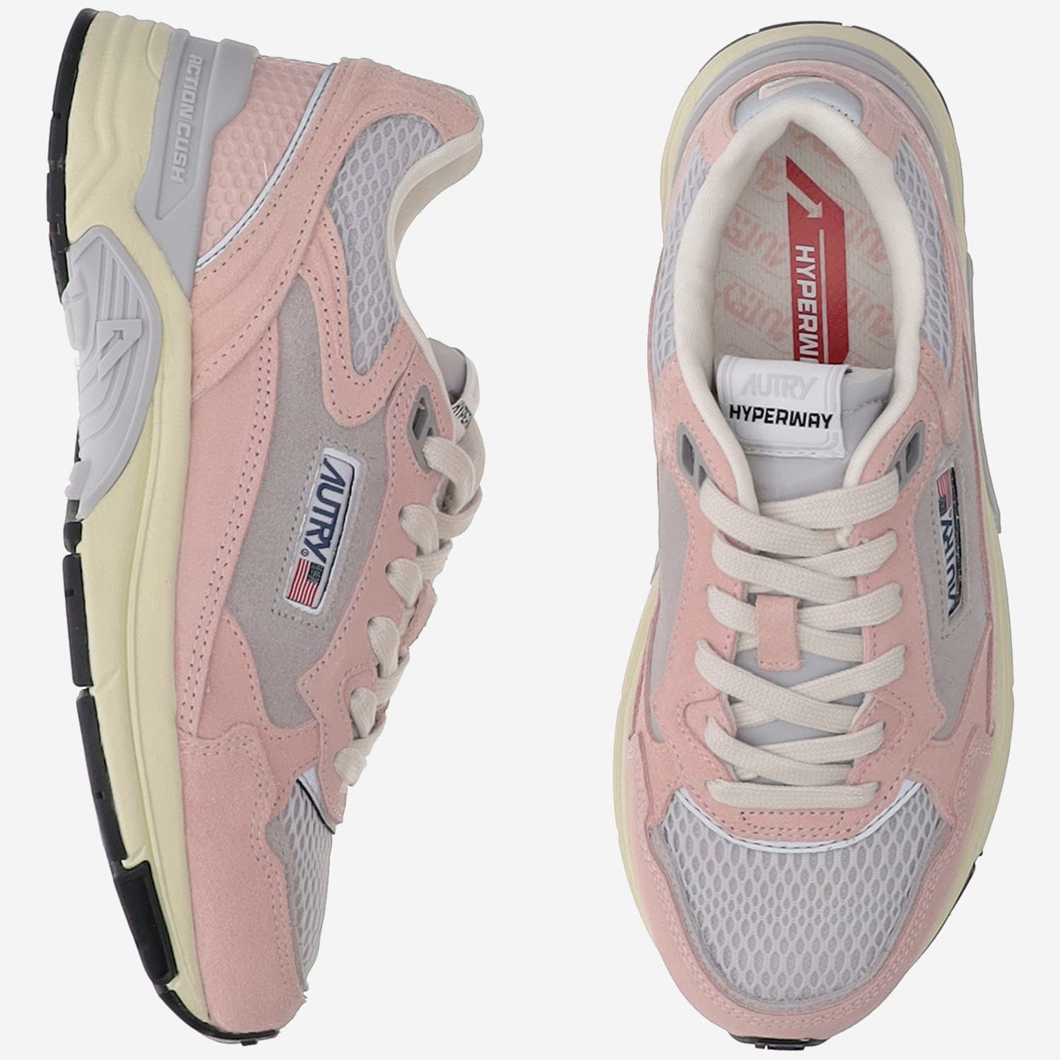 Autry Low Hyperway Wom Sneakers With Mesh Panels In Pink