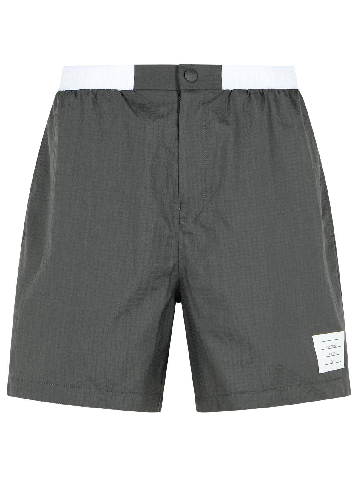 Thom Browne Bermuda Shorts With Button Detail And Elastic Waistband In Gray