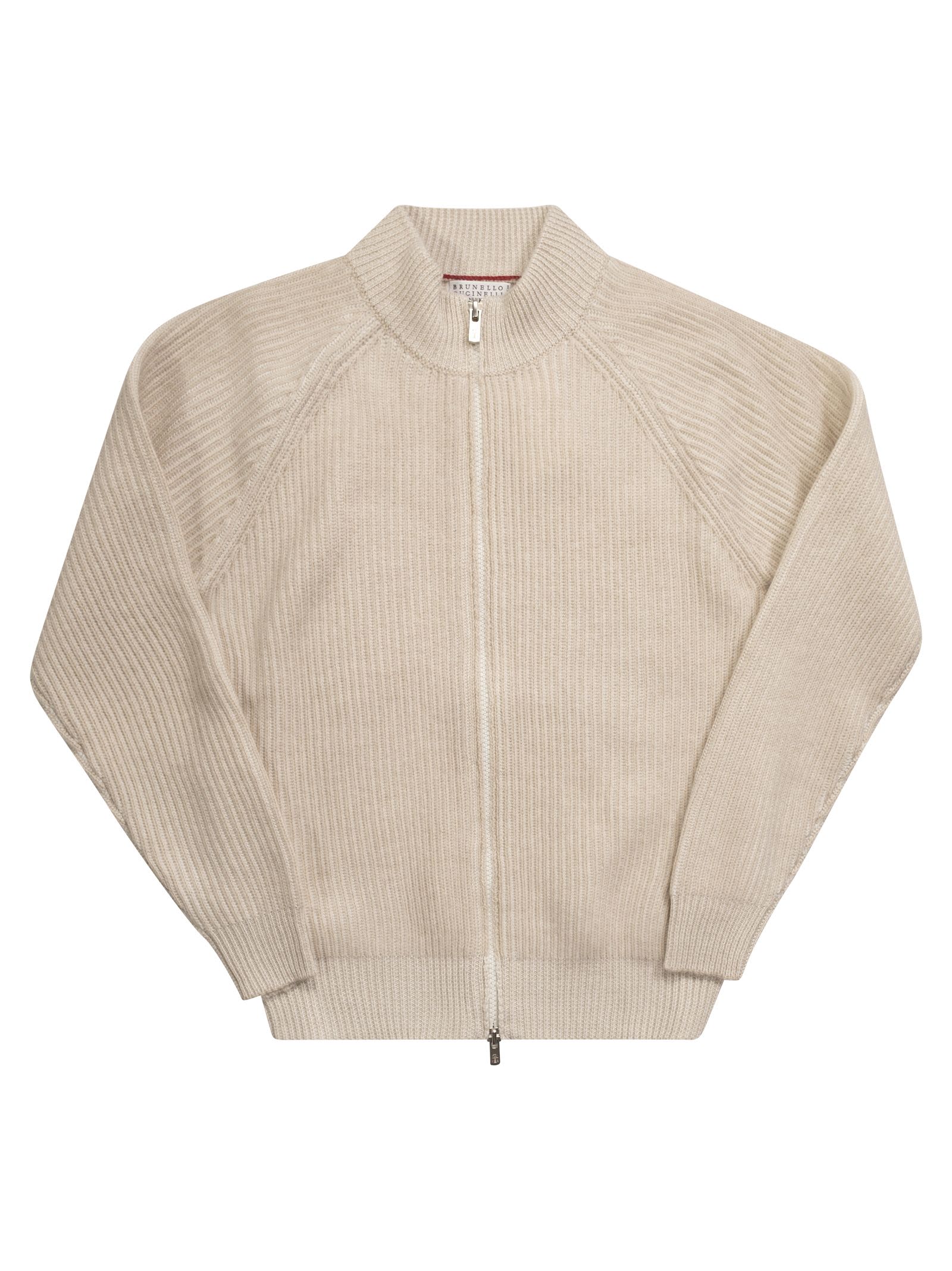 BRUNELLO CUCINELLI VANISÉ RIBBED CASHMERE TURTLENECK CARDIGAN WITH ZIP 