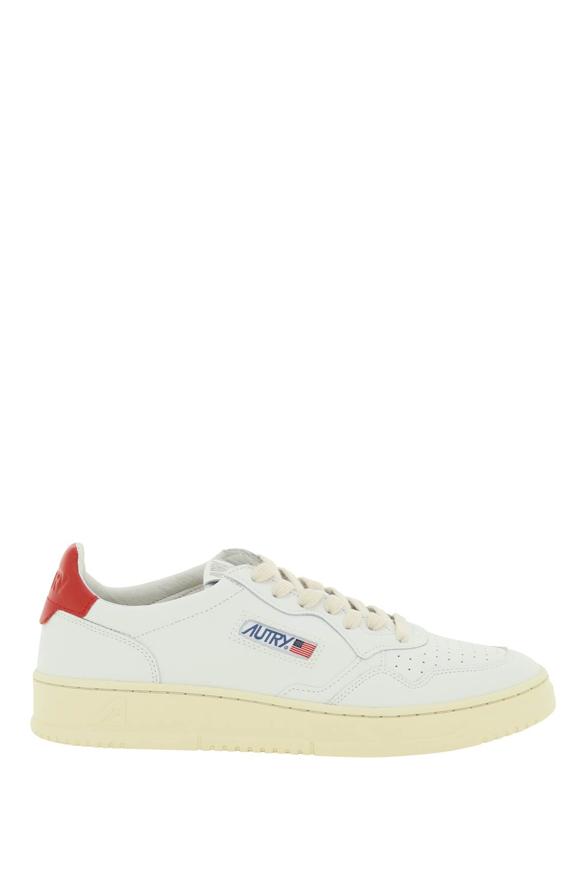 Autry Medalist Low Sneakers In White And Sandstorm Leather In White